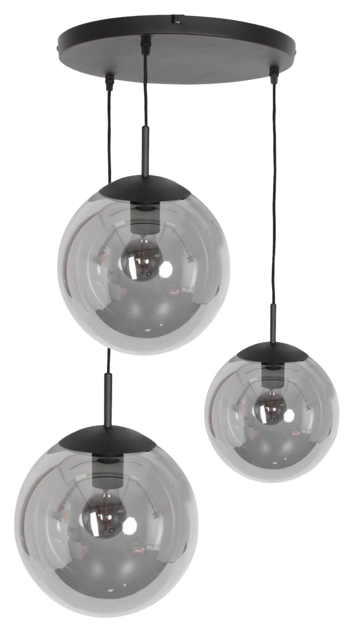 Pendelleuchte Bollique - Schwarz, Trend, Glas/Metall (25/40-150/120cm)