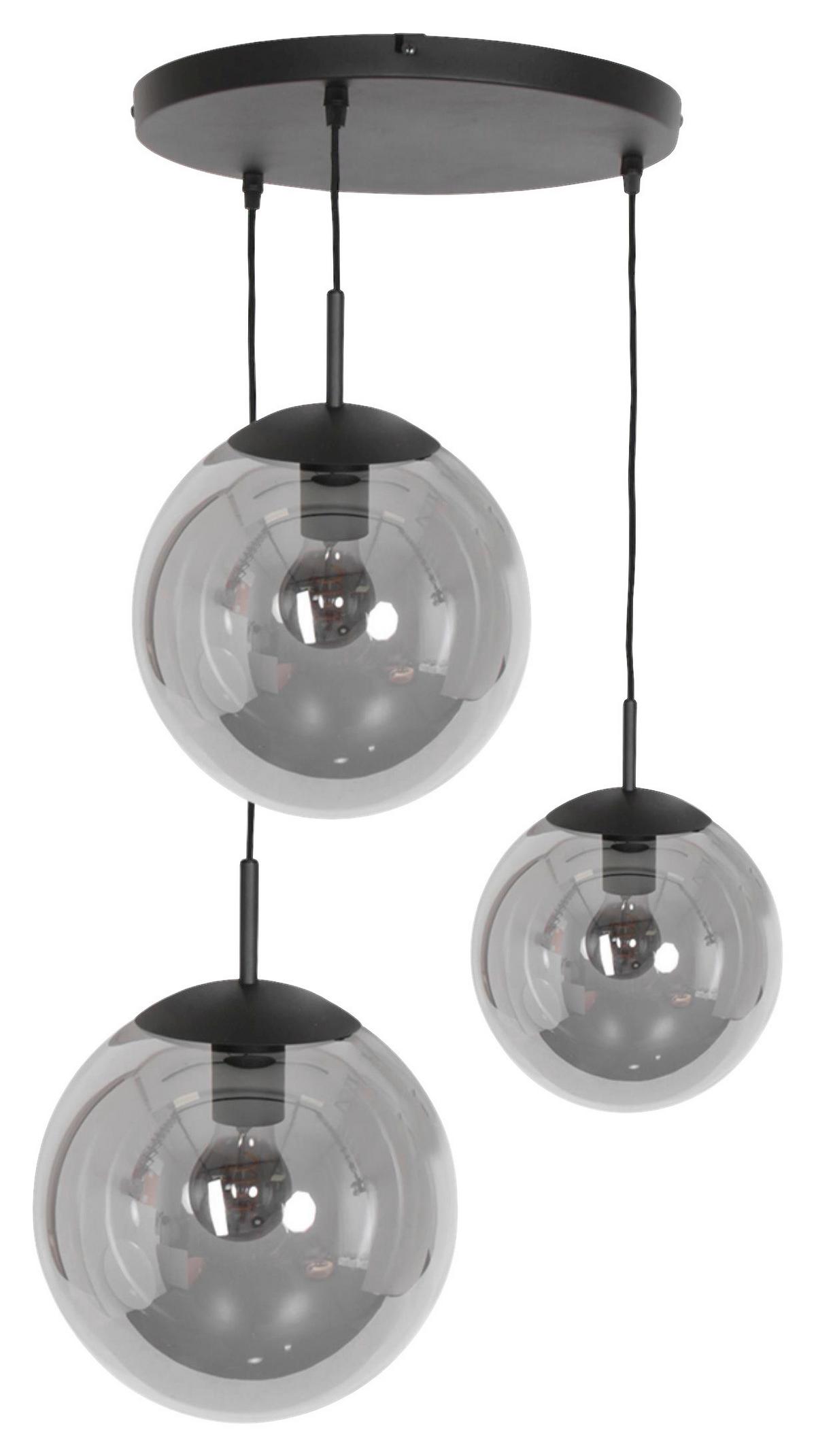 Pendelleuchte Bollique - Schwarz, Trend, Glas/Metall (25/40-150/120cm)