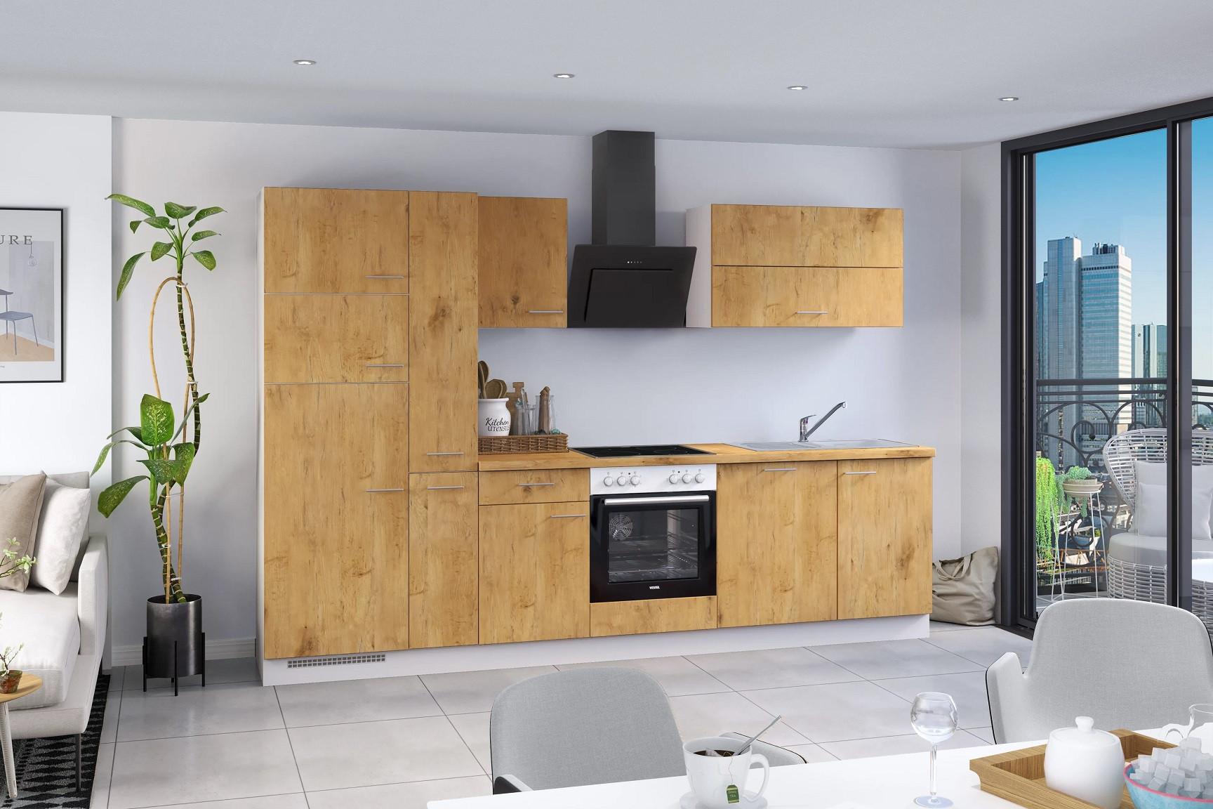 Küchenblock Ip1200 - Eichefarben, Basics, Holzwerkstoff (310cm)