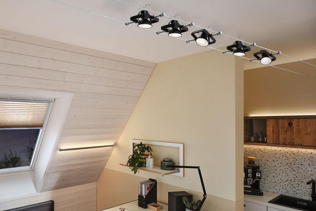 LED-Lampe 28757 Gu5,3, 6,5 W, 445 lm, Warmweiß, dimmbar - Schwarz, Design (5,0/4,5cm) - Paulmann