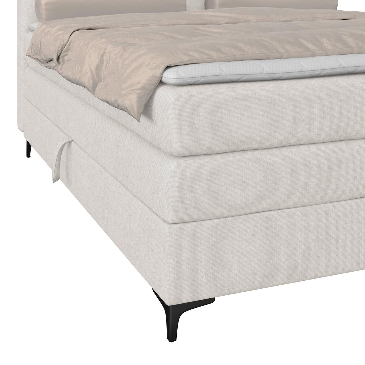 Boxspringbett MITTO Beige 140x200 cm - Beige/Schwarz, KONVENTIONELL, Textil/Metall (140/200cm)