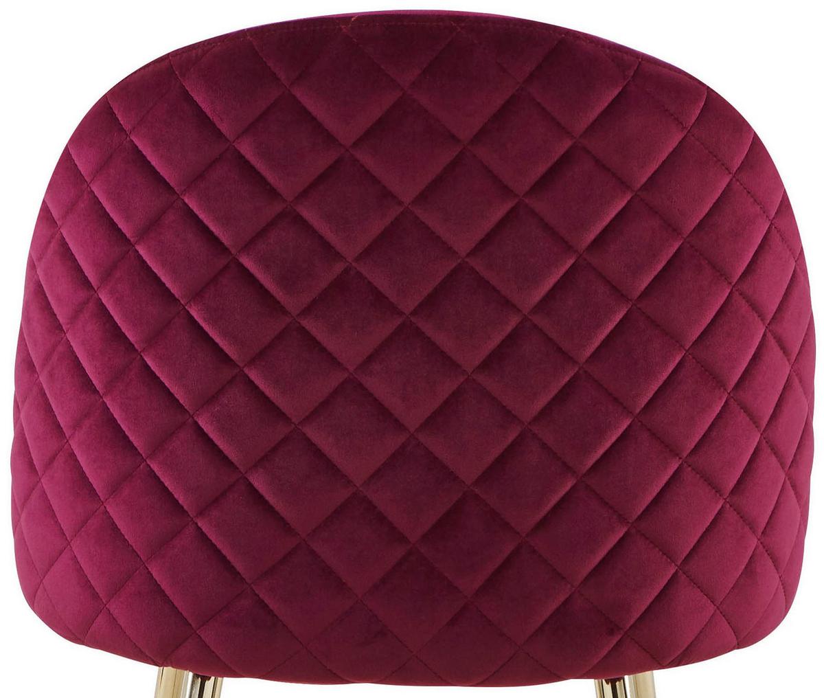 Polsterstuhl Artdeco Bordeaux, Beine Gold - Bordeaux/Goldfarben, MODERN, Textil/Metall (51/79/58cm) - MID.YOU