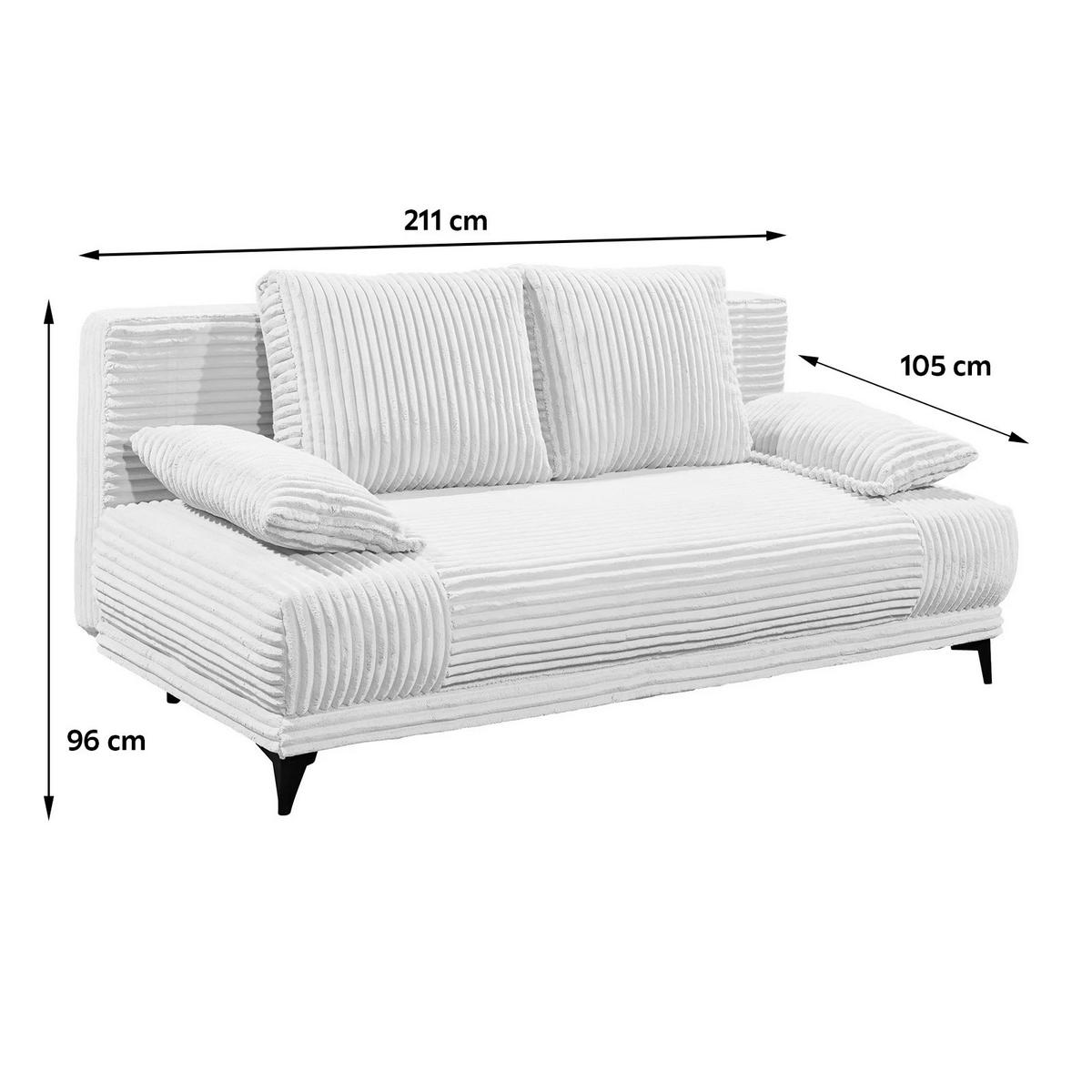 Schlafsofa Sally Weiß B: 211 cm - Schwarz/Weiß, KONVENTIONELL, Textil (211/96/105cm) - MID.YOU