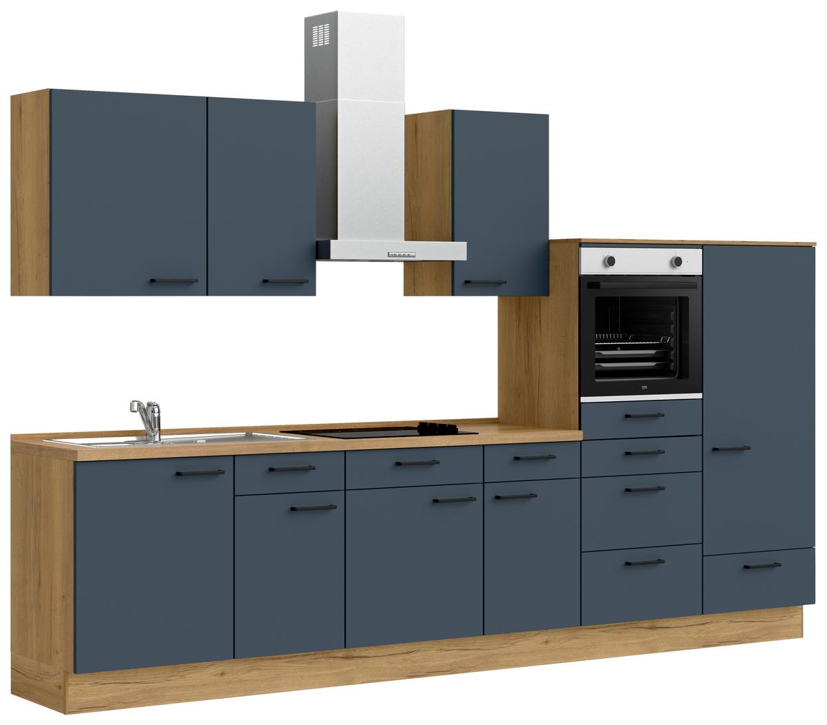 Küchenleerblock Easytouch Low-Line, L8 Rechts - Blau/Eichefarben, MODERN, Holzwerkstoff (330cm) - Nobilia