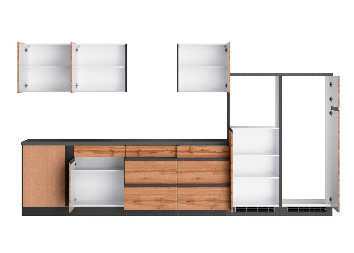 Eckküche Turin Ohne Geräte 360x240 Cm Graphit/eiche Dekor - Eiche Wotan, Design, Holzwerkstoff (360cm) - Held