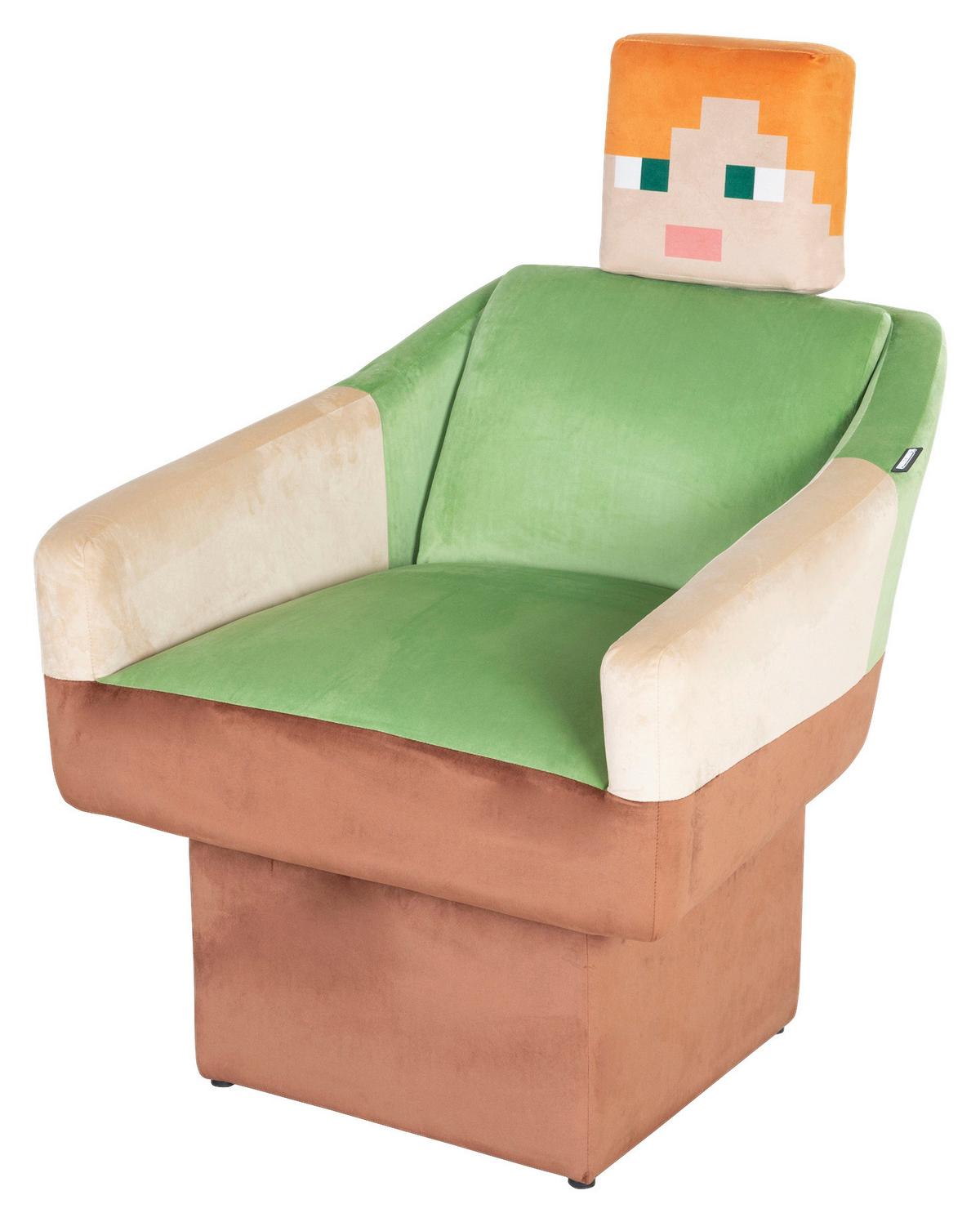Polstersessel mit Armlehnen Minecraft Stoffbezug Bunt - Multicolor/Grün, MODERN, Holzwerkstoff/Textil (69/96/75cm) - Minecraft
