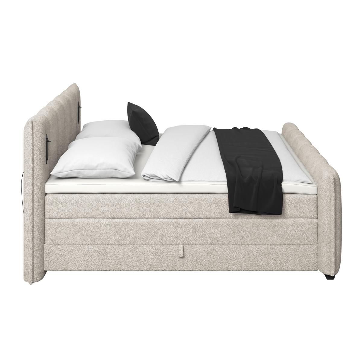 Boxspringbett Elysia inkl. Matratze 180x220 - Beige/Schwarz, Trend, Holz/Holzwerkstoff (180/220cm) - Luca Bessoni