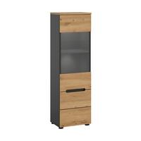 VITRINE Canu Eiche Dekor B: 36cm - Schwarz/Eiche Artisan, Design, Holzwerkstoff (36/125/33cm) - Livetastic