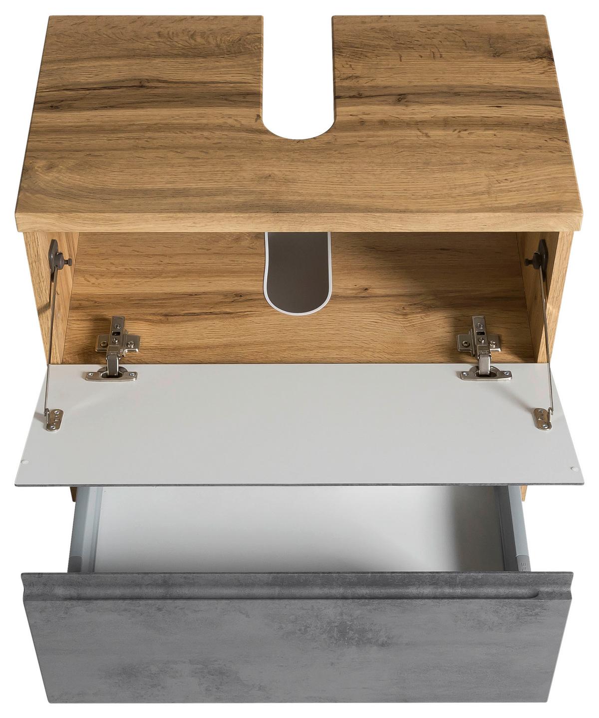 Waschbeckenunterschrank Varese B: 60 cm Hellgrau/Eiche Wotan - Eiche Wotan/Hellgrau, MODERN, Holzwerkstoff (60/56/35cm) - Held