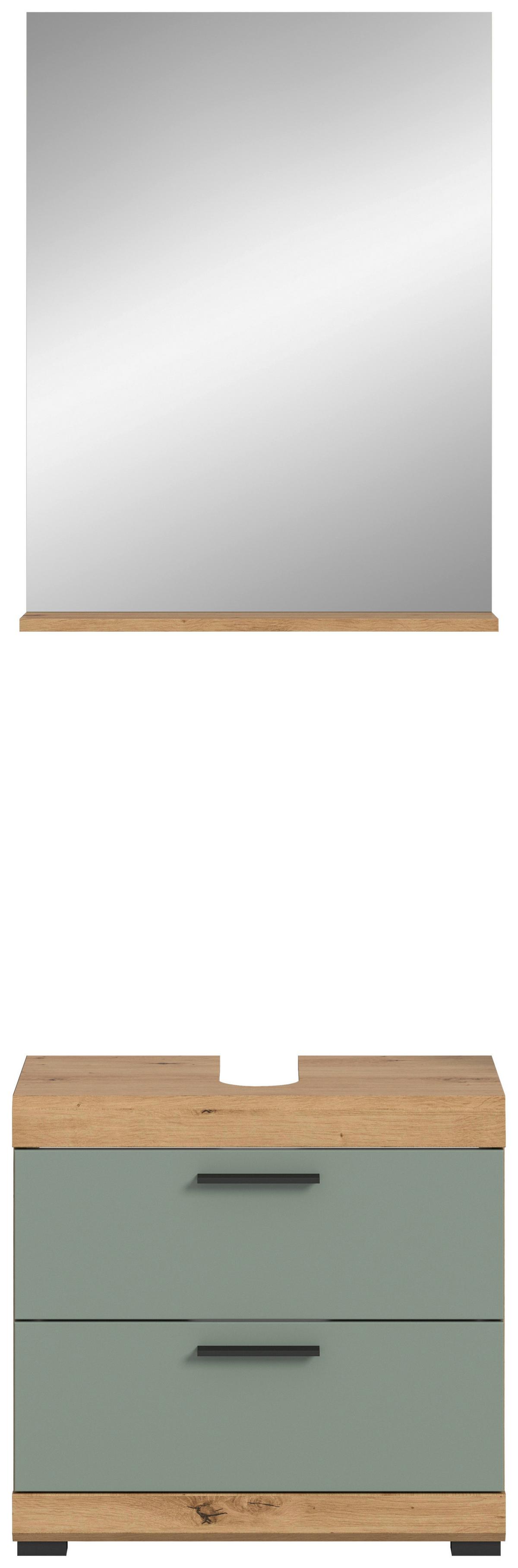 Badezimmer Scout Eiche Artisan Dekor Salbeigrün - Salbeigrün/Schwarz, MODERN, Glas/Holzwerkstoff (60cm) - MID.YOU