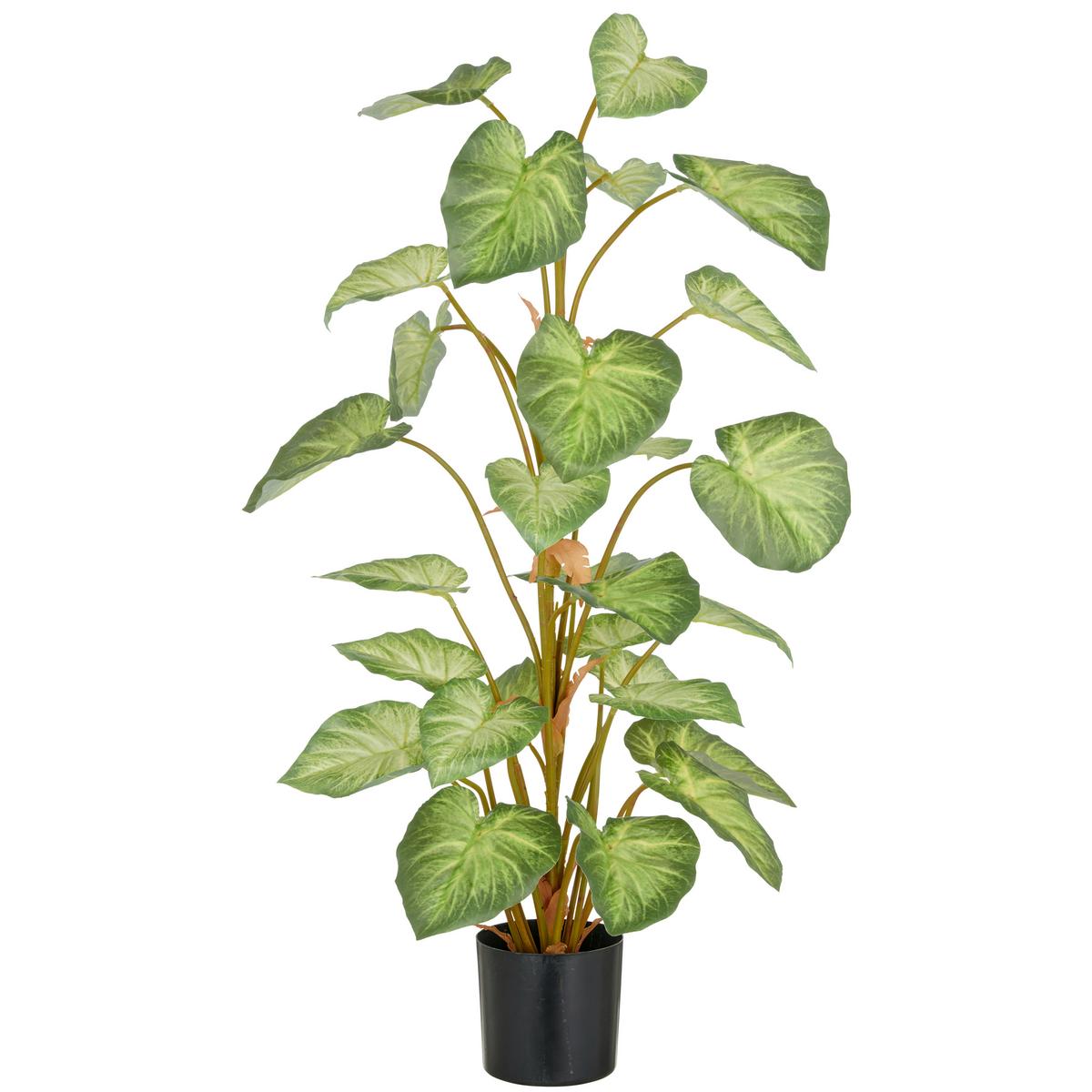 Kunstpflanze Syngonium Kunststoff, Grün, H: 90 cm - Schwarz/Braun, Basics, Kunststoff (90cm) - P & B
