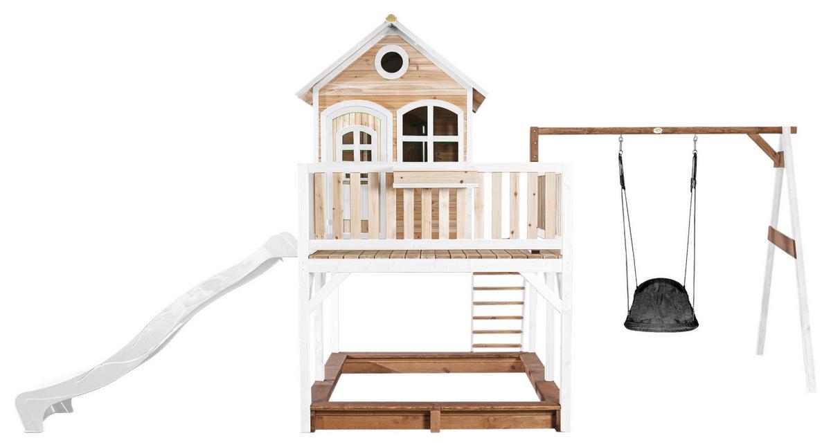 Spielturm A030.158.91 - Braun/Weiß, KONVENTIONELL, Holz (613/291/277cm) - Ambia Garden