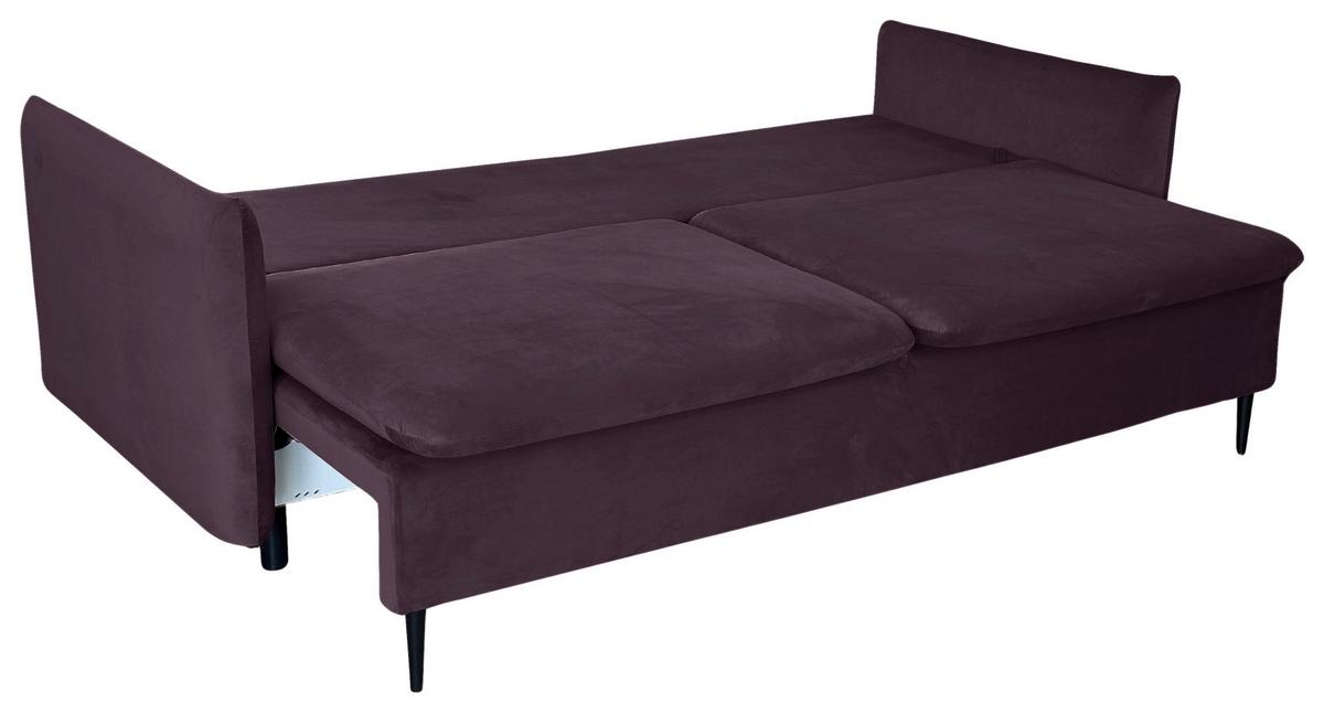 Schlafsofa Mit Bettkasten Orlando Aubergine B: 220 Cm - Aubergine/Schwarz, Design, Textil (220/96/102cm) - MID.YOU