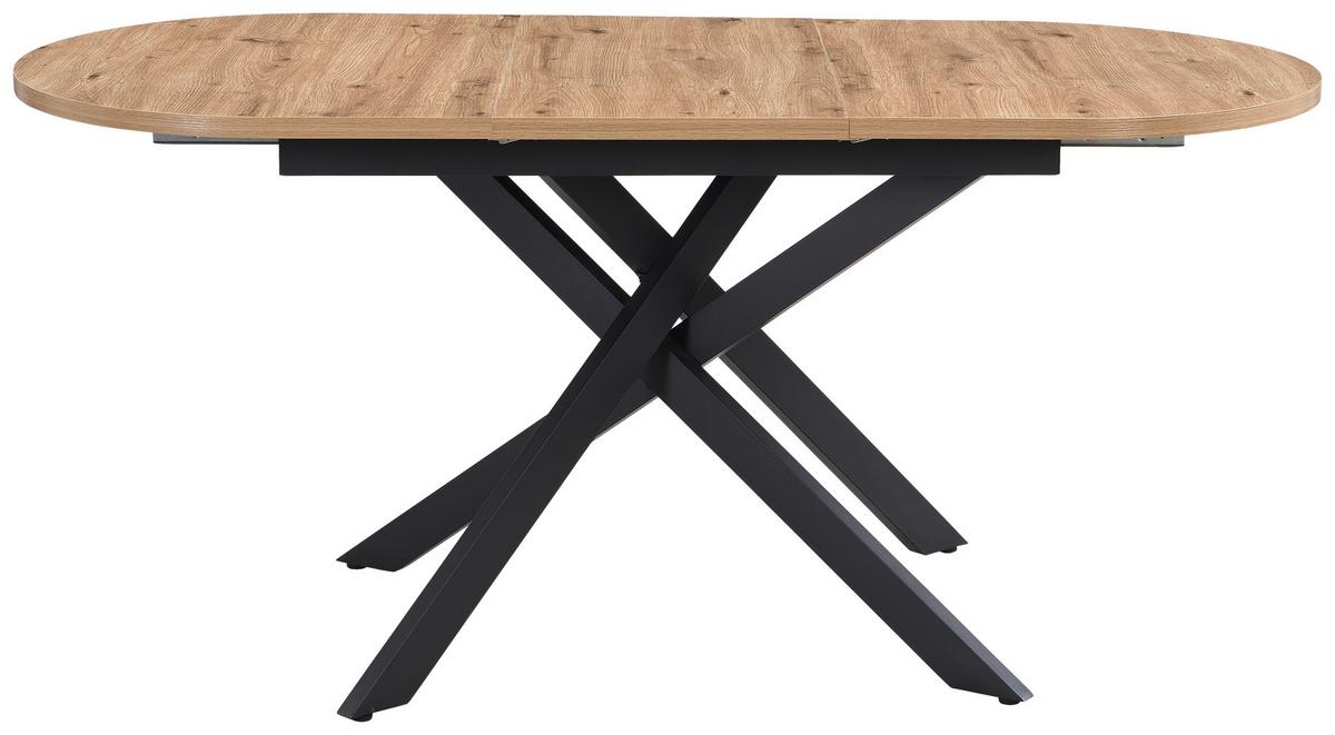 Esstisch ausziehbar Ezra 120-160x90 cm Wildeiche Dekor - Wildeiche/Schwarz, LIFESTYLE, Holzwerkstoff/Metall (120/75/90cm)