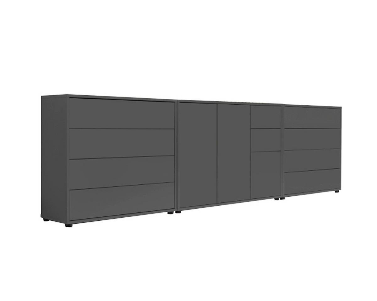 Sideboard Mailand Anthrazit B: 263,5cm - Anthrazit/Schwarz, MODERN, Holzwerkstoff (263,5/73/33cm) - MID.YOU