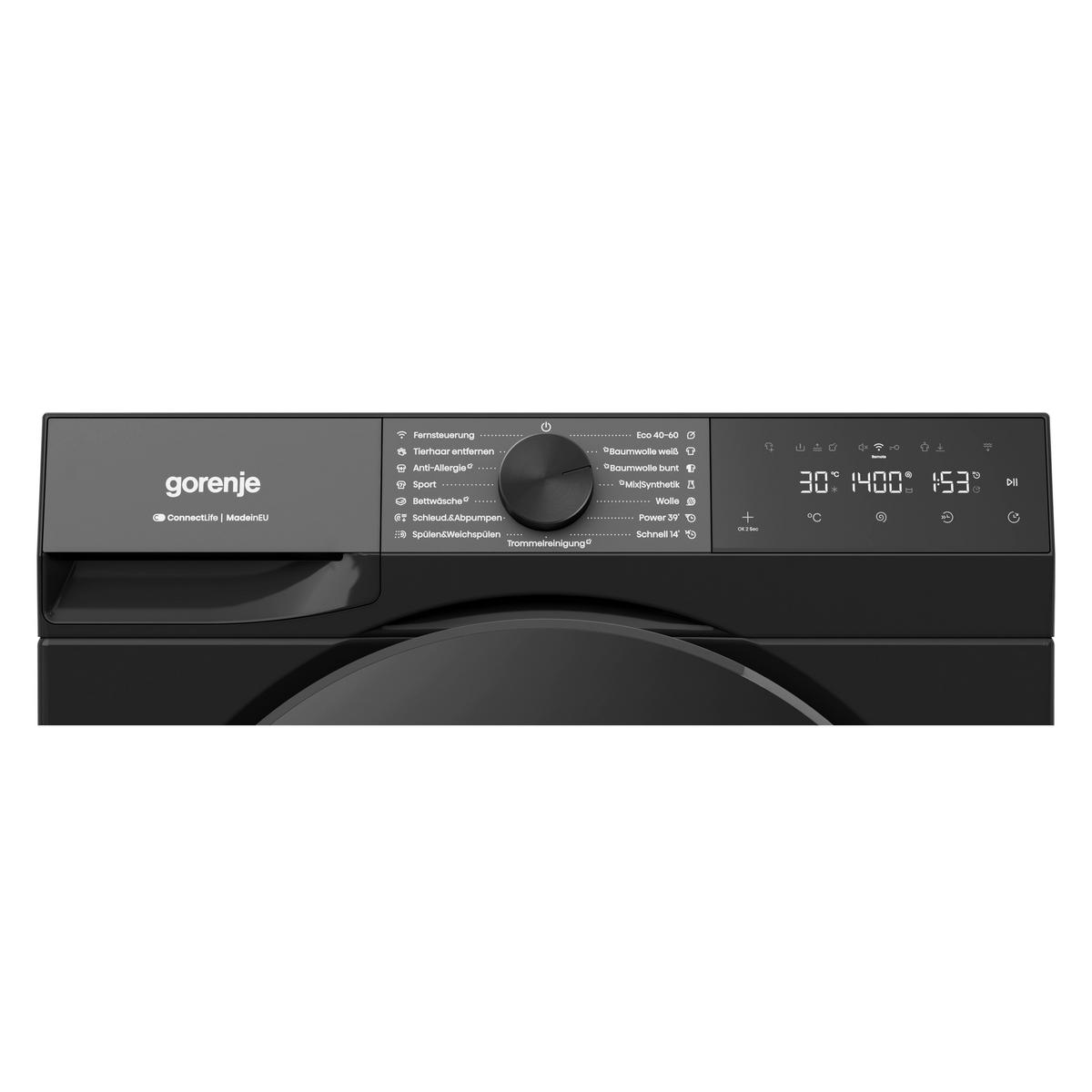 Waschmaschine WG484A3P1B Füllmenge ca. 8 kg, EEKL: A - Schwarz, Basics, Kunststoff/Metall (60cm) - Gorenje