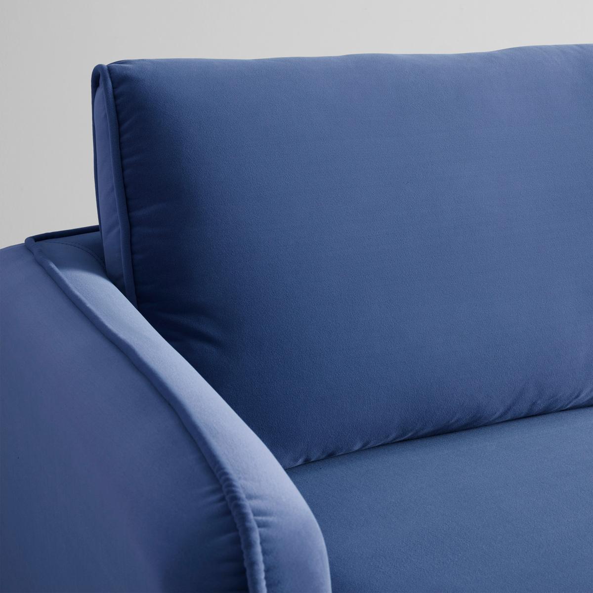 Pohovka LIVIA tmavěmodrá - přírodní barvy/tmavě modrá, Moderní, dřevo/textil (176/78/76cm) - Bessagi Home