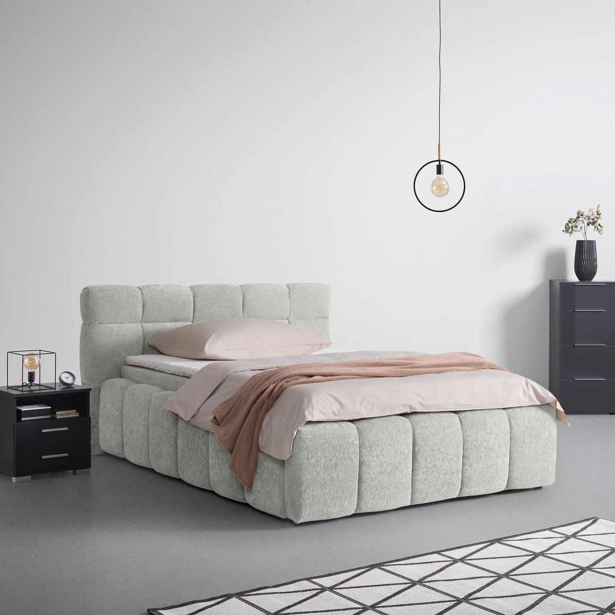 Čalúnená posteľ MONTE 120x200, sivohnedá - čierna/taupe, Konventionell, textil/plast (120/200cm) - Based
