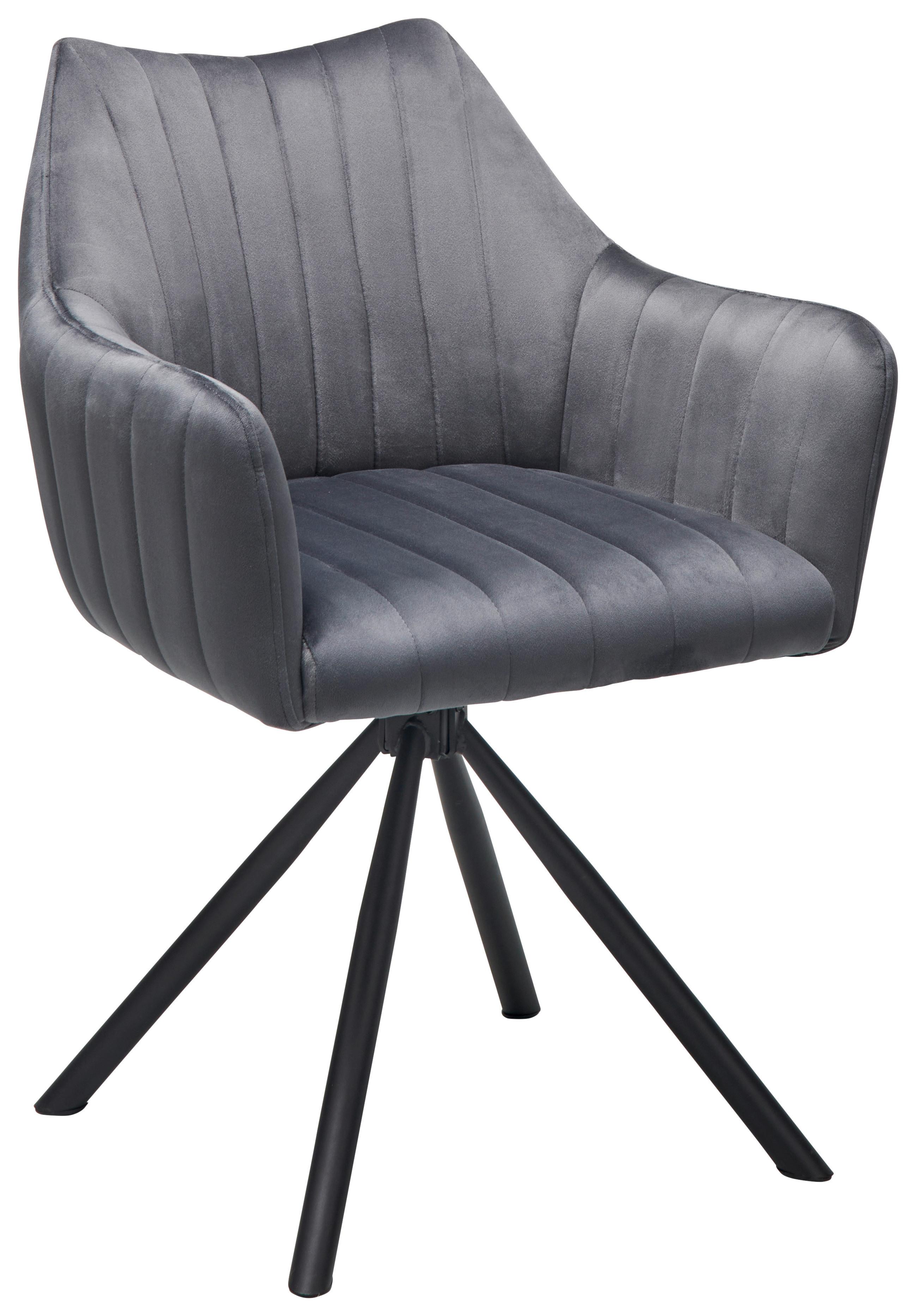 Armlehnstuhl Leila Grau/schwarz Gepolstert - Schwarz/Grau, LIFESTYLE, Textil/Metall (60/83/59cm) - MID.YOU