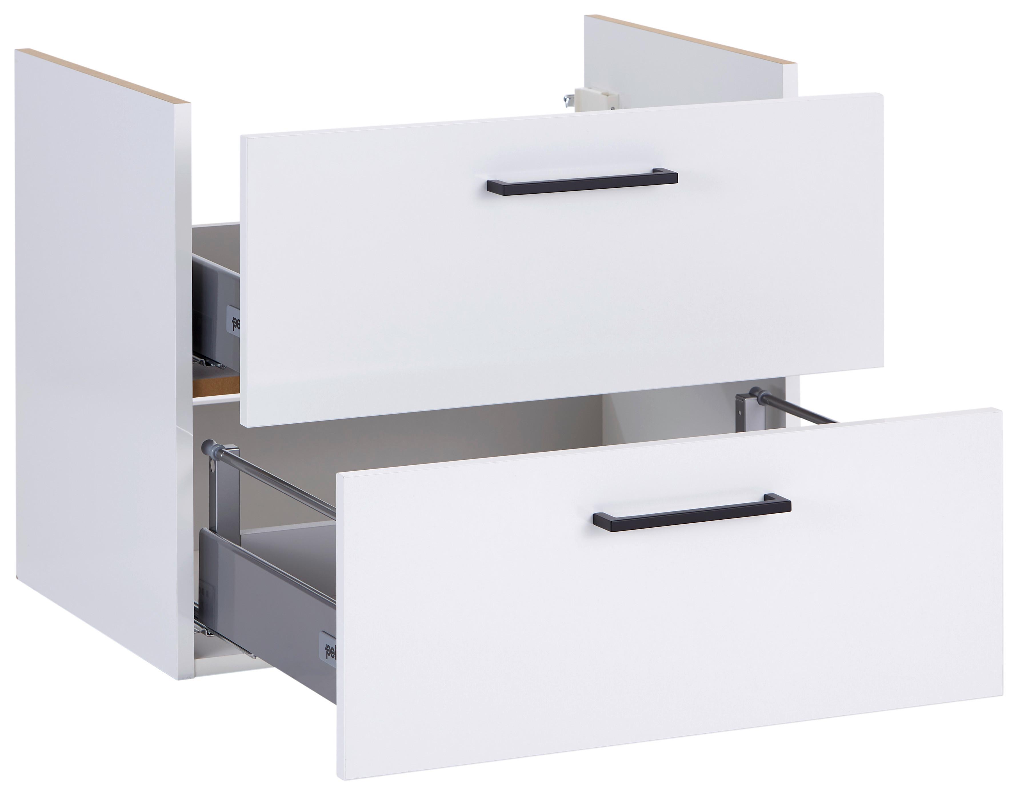 Waschbeckenunterschrank Bavelli B: 62 Cm Eiche Dekor - Weiß, KONVENTIONELL, Holzwerkstoff (62/52/44cm)