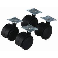 Lenkrollen Möbel Kunststoff Schwarz 4stück Ø 4cm Universal - KONVENTIONELL, Kunststoff (4cm)