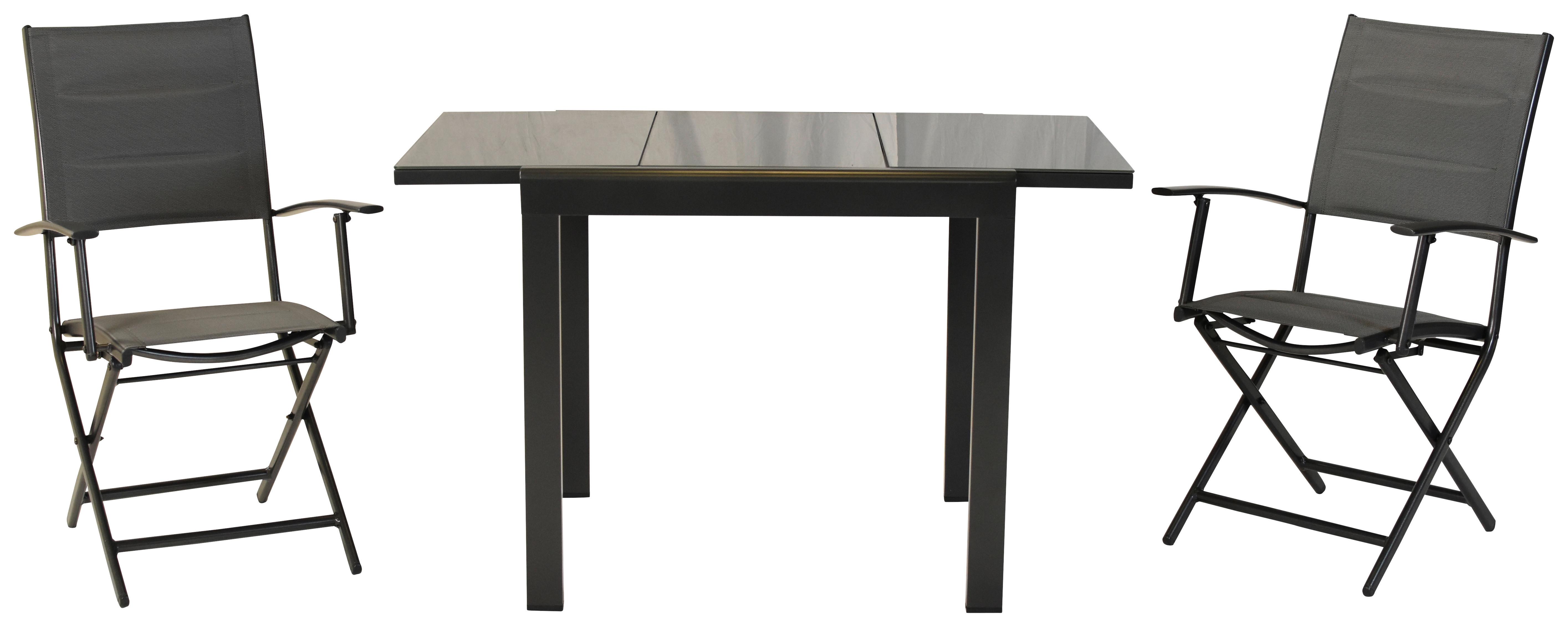 Gartenset Florenz - Graphitfarben/Grau, MODERN, Textil/Metall - Gardenson