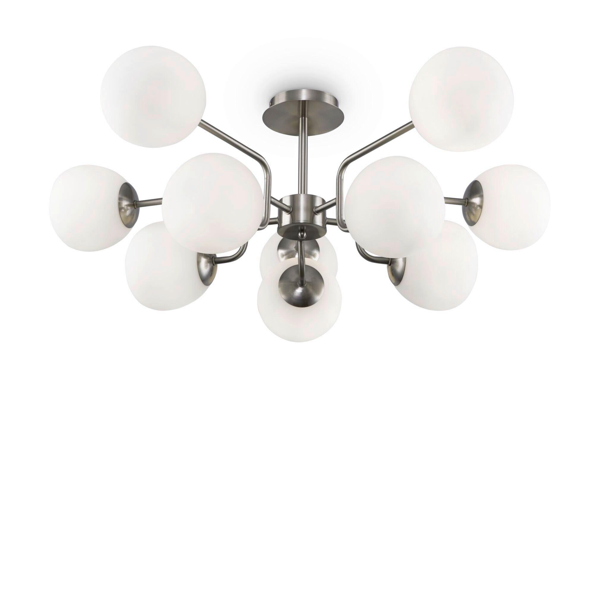 Pendelleuchte Erich - Weiß/Nickelfarben, Trend, Glas/Metall (90.7/34cm) - MAYTONI