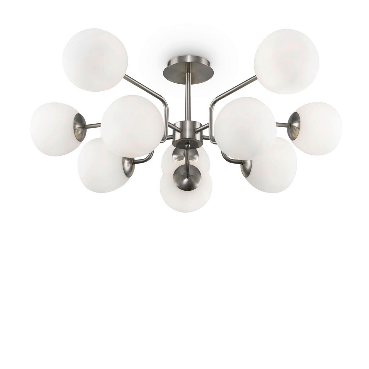 Pendelleuchte Erich - Weiß/Nickelfarben, Trend, Glas/Metall (90.7/34cm) - MAYTONI