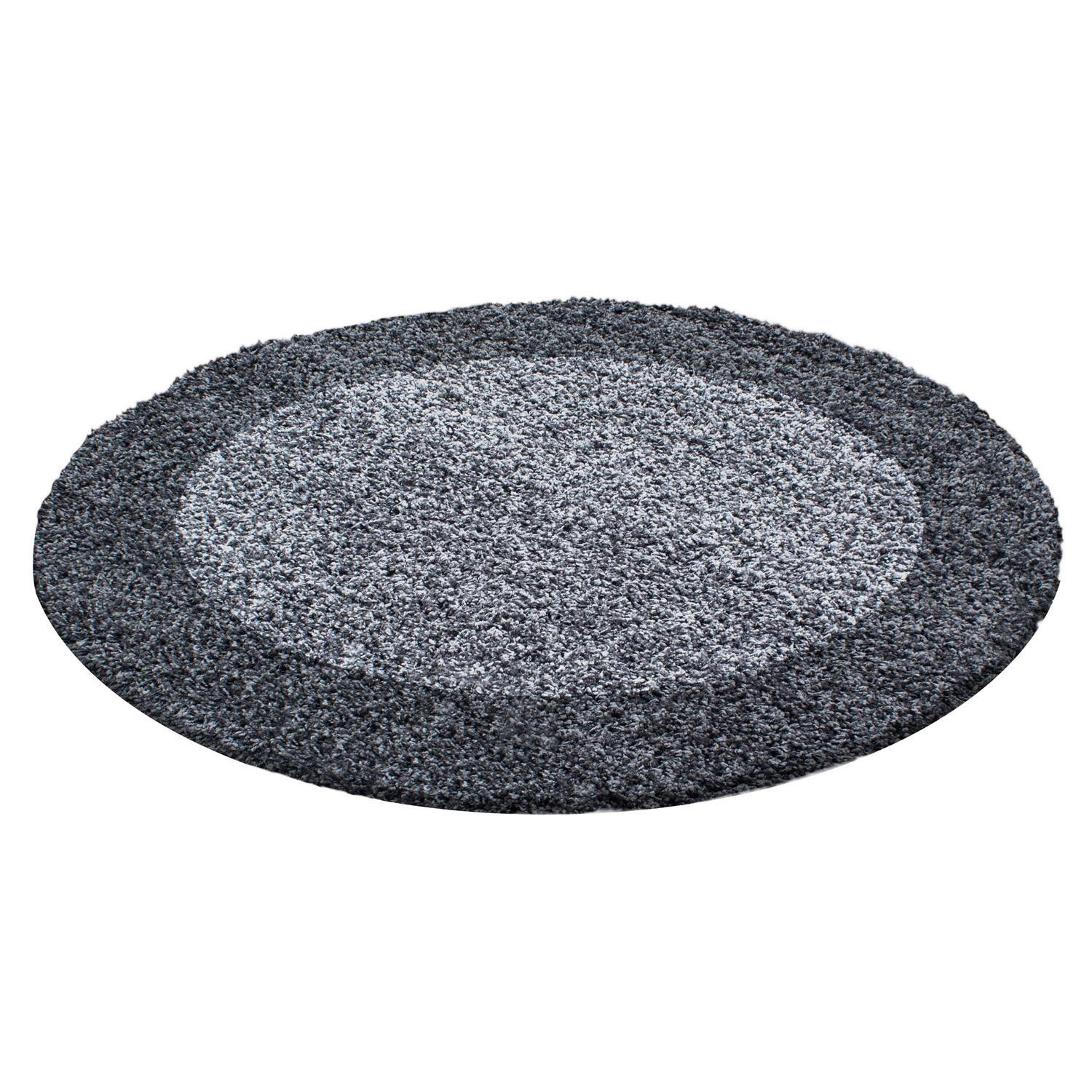 Hochflor Teppich Grau Life Rund Ø 120 cm