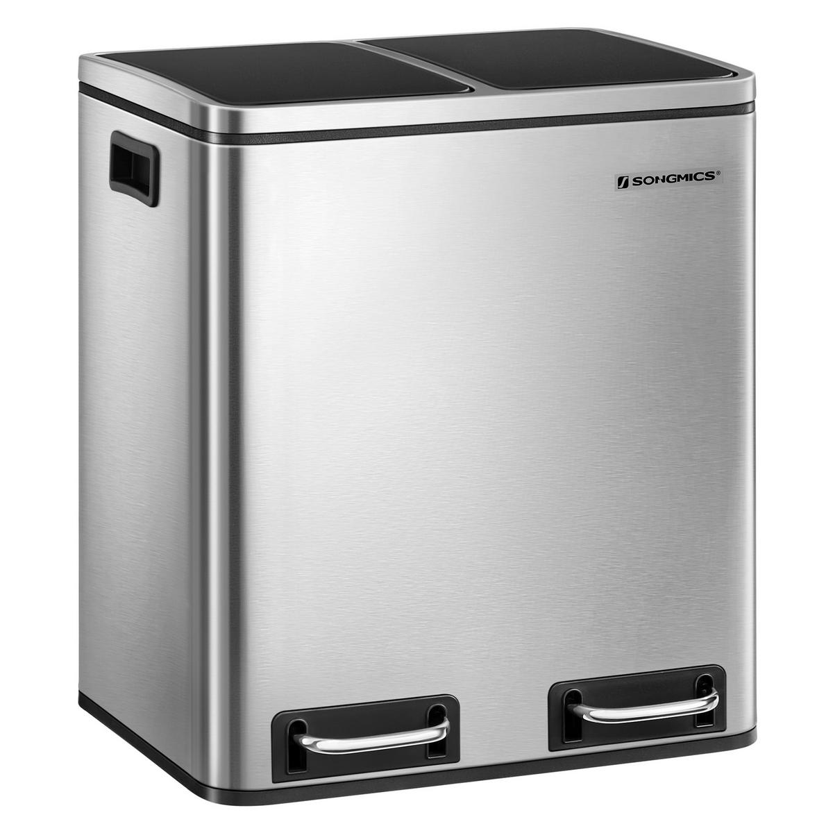 Abfallsammler Silberfarben B: 41 Cm - Silberfarben/Schwarz, Basics, Kunststoff/Metall (41/47/36cm)