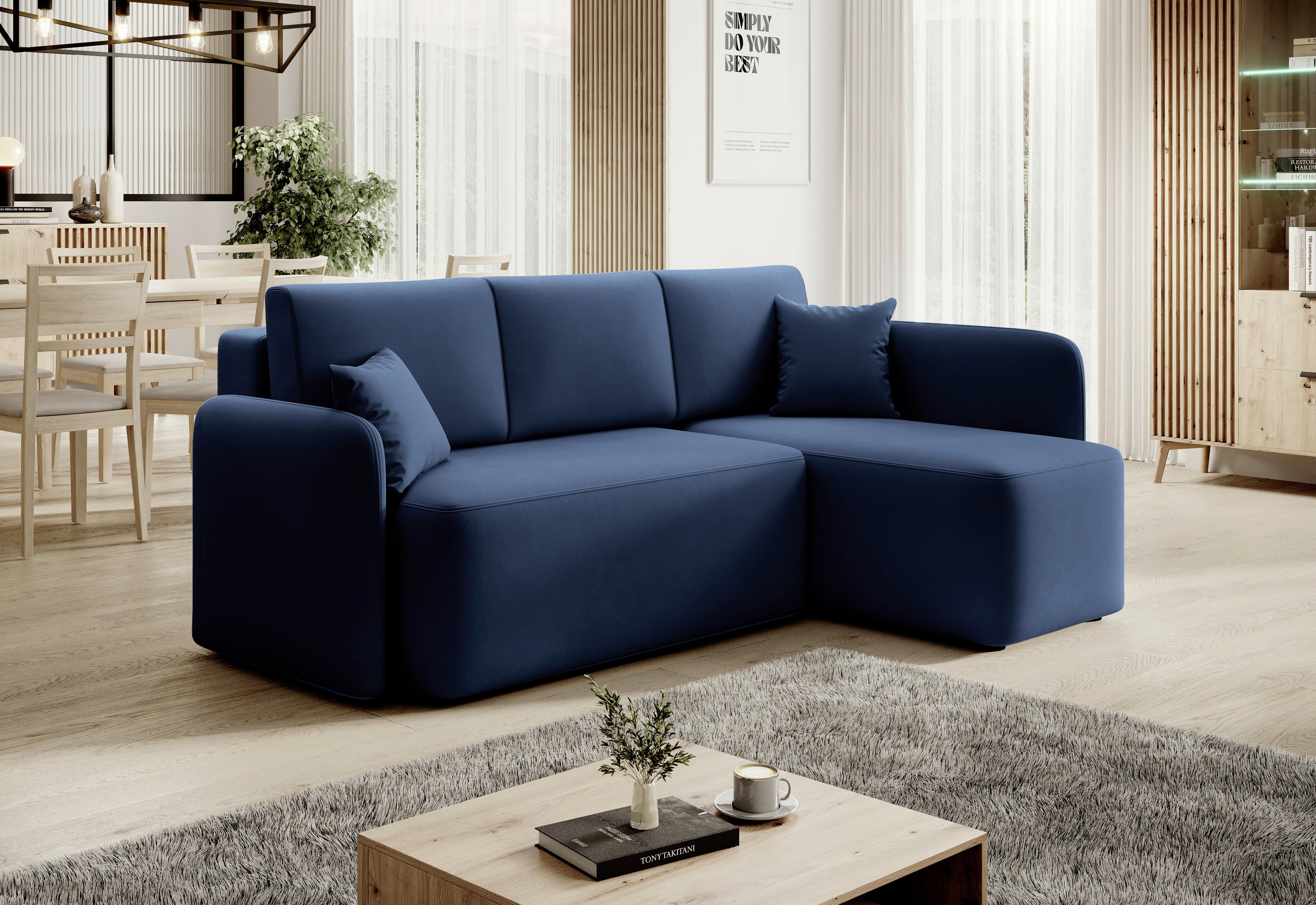 Ecksofa Hadson Blau S: 206x150 Cm - Blau/Schwarz, Design, Textil (206/150cm) - MID.YOU