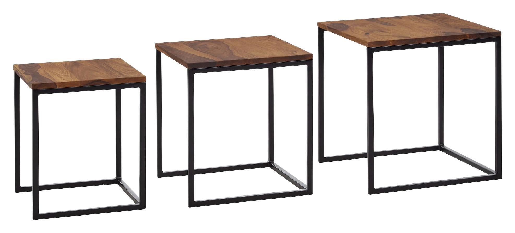 Satztisch Wohnling Sheeshamfarbenb:40cm - Sheeshamfarben/Schwarz, MODERN, Holz/Metall (40/40/42cm) - MID.YOU