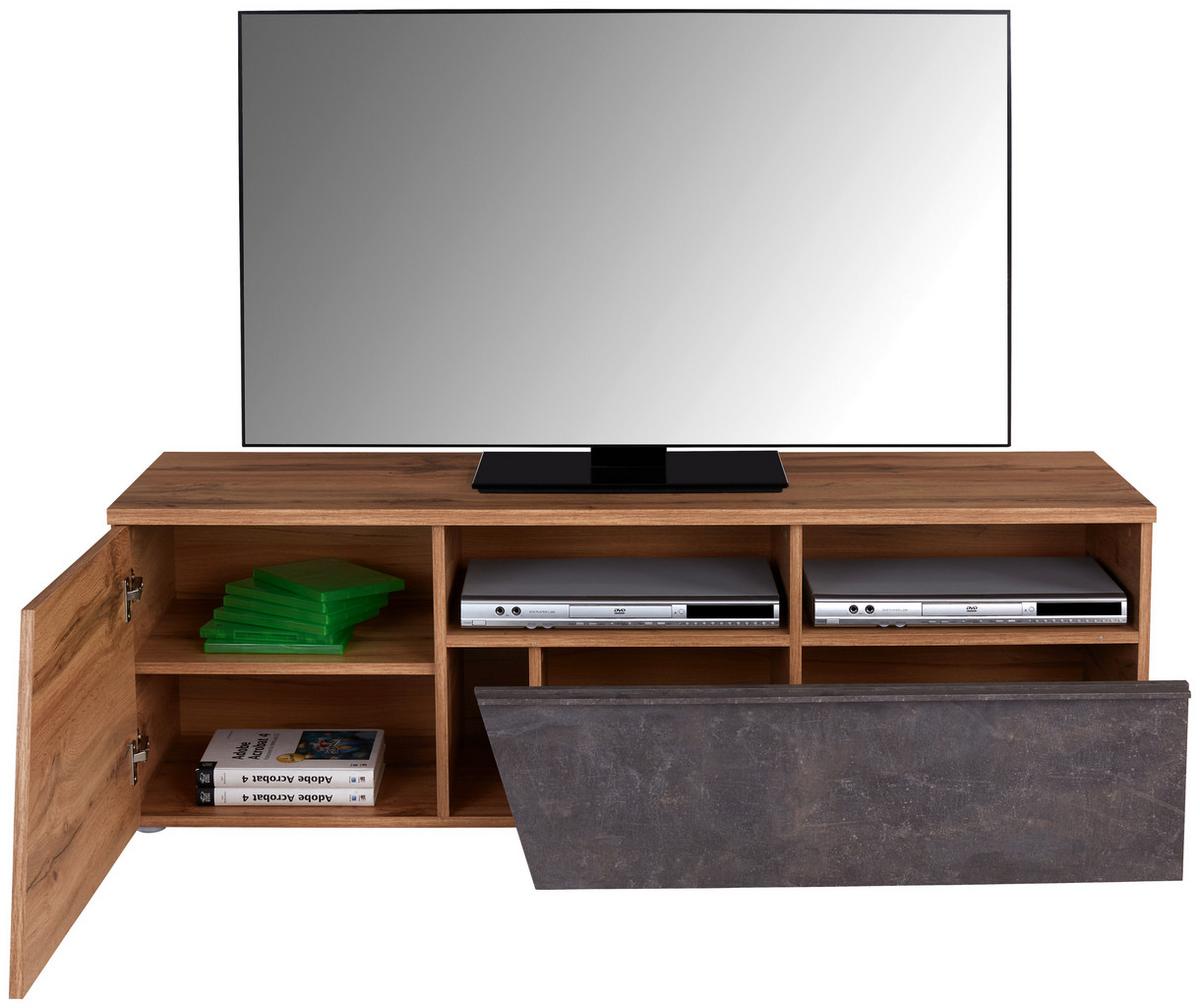 Tv-elem Venedig - tölgyfa színű/sötétbarna, Modern, faalapú anyag (140/47/40cm)