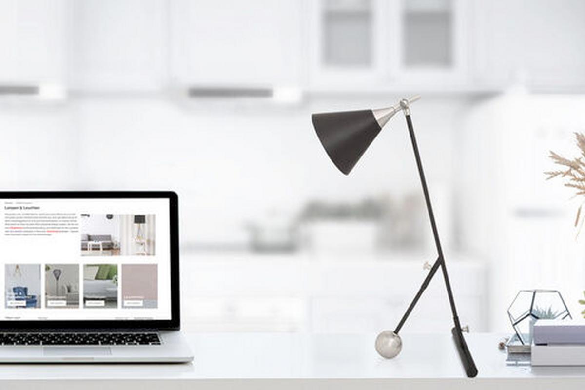 STEHLEUCHTE Schwarz/Gold, E27, 25W - Goldfarben/Schwarz, Design, Kunststoff/Stein (23/76/32cm) - Kayoom