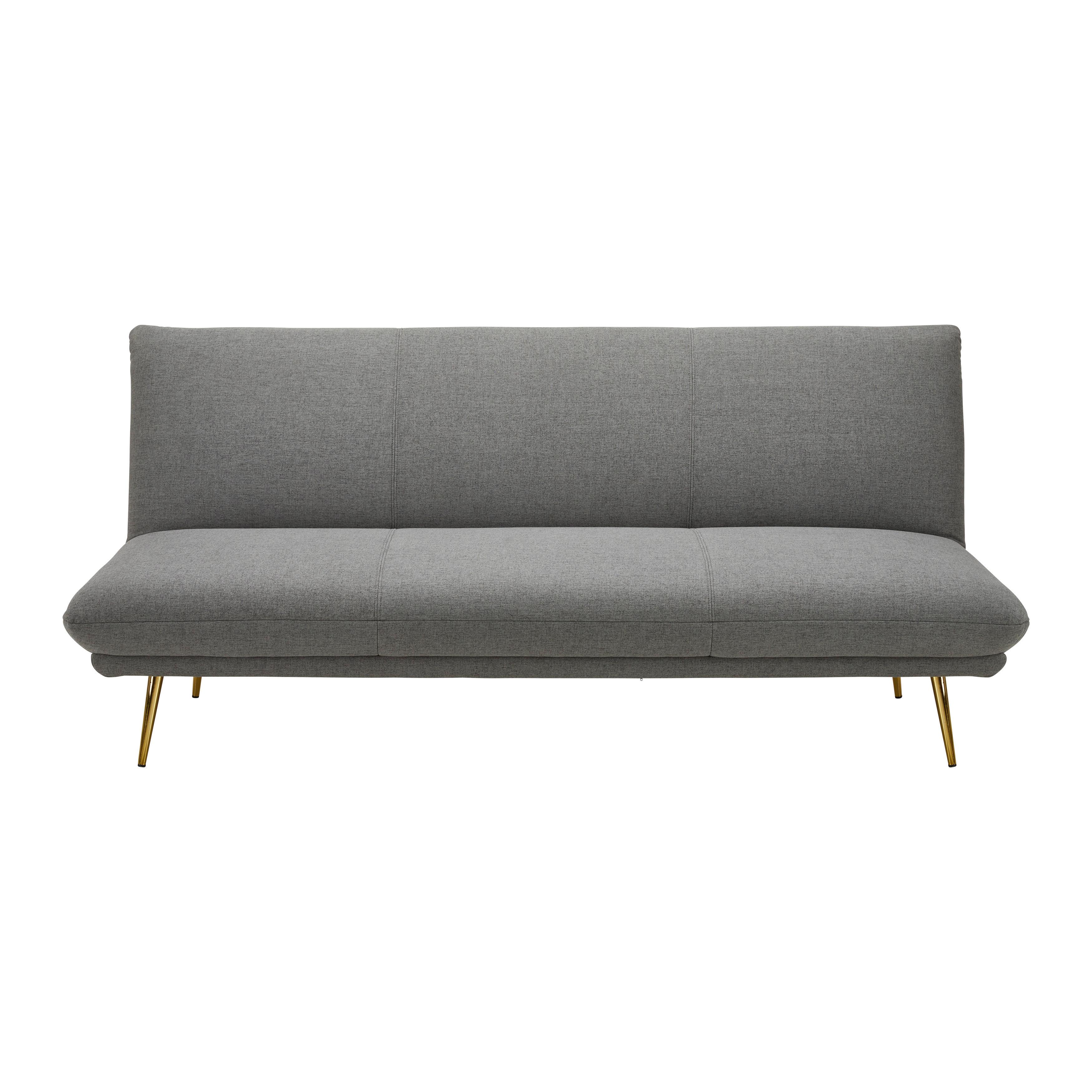 Rozkládací pohovka BEN, šedá - šedá/barvy zlata, Moderní, kov/dřevo (186/82/85cm) - Bessagi Home