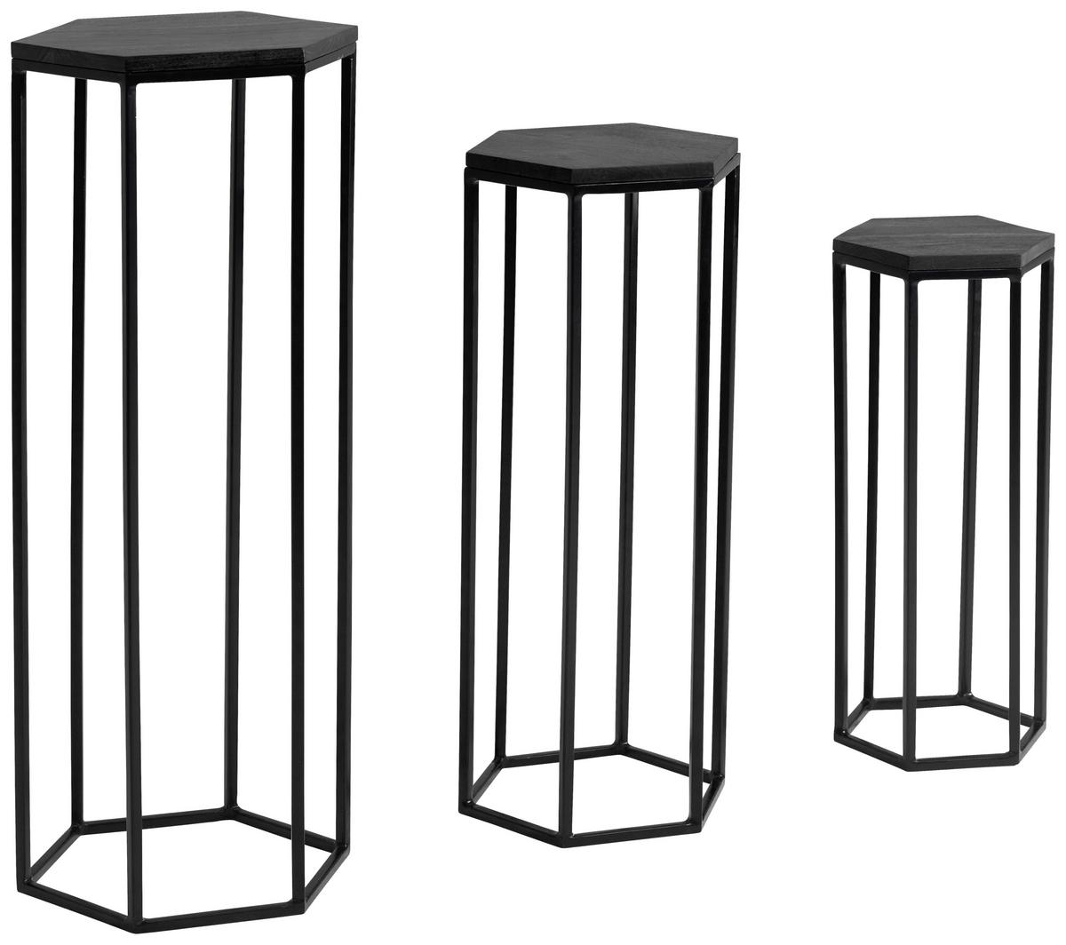 Beistelltisch 3-teilig Schwarz - Schwarz, Design, Holz/Metall (35/35/90cm) - P & B