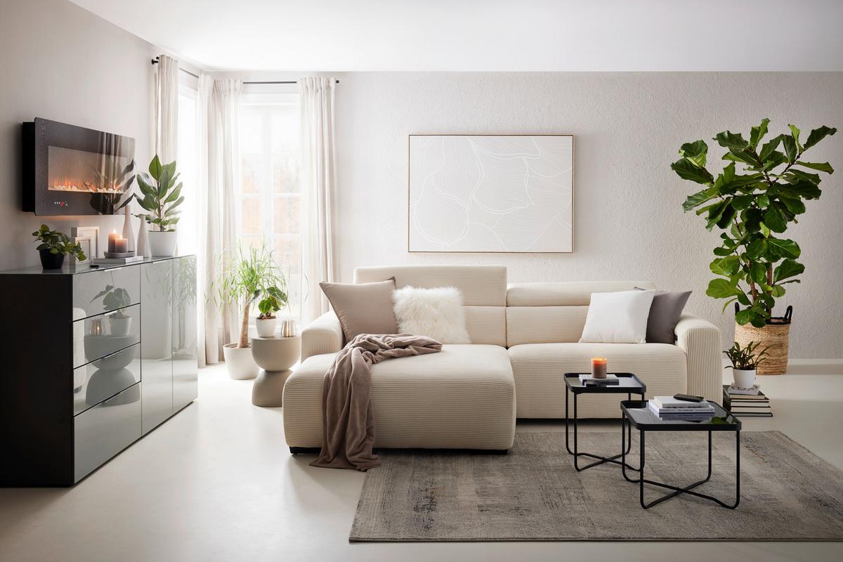 ROHOVÁ SEDAČKA BONDICO 255 - černá/béžová, Moderní, kov/dřevo (170/255cm) - Mömax