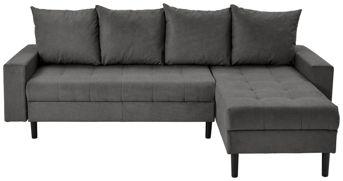 Ecksofa Boston, D. Grau S: 231x157 cm - Dunkelgrau/Schwarz, KONVENTIONELL, Textil (231/157cm) - P & B