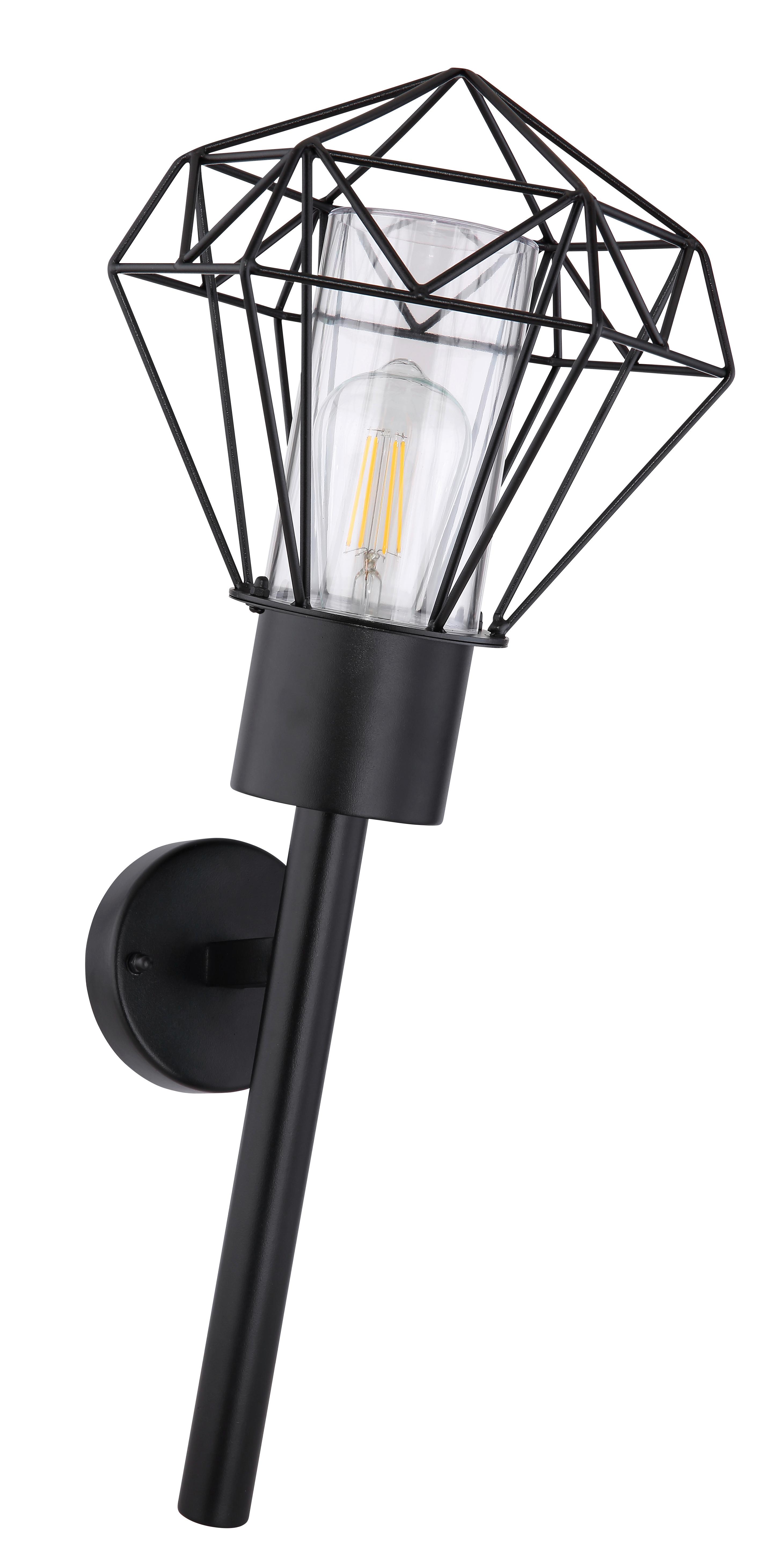 Außenleuchte Horace 15 Watt Edelstahl, Wandmontage - Klar/Schwarz, Basics, Kunststoff/Metall (22,5/28,5/28,5cm) - Globo