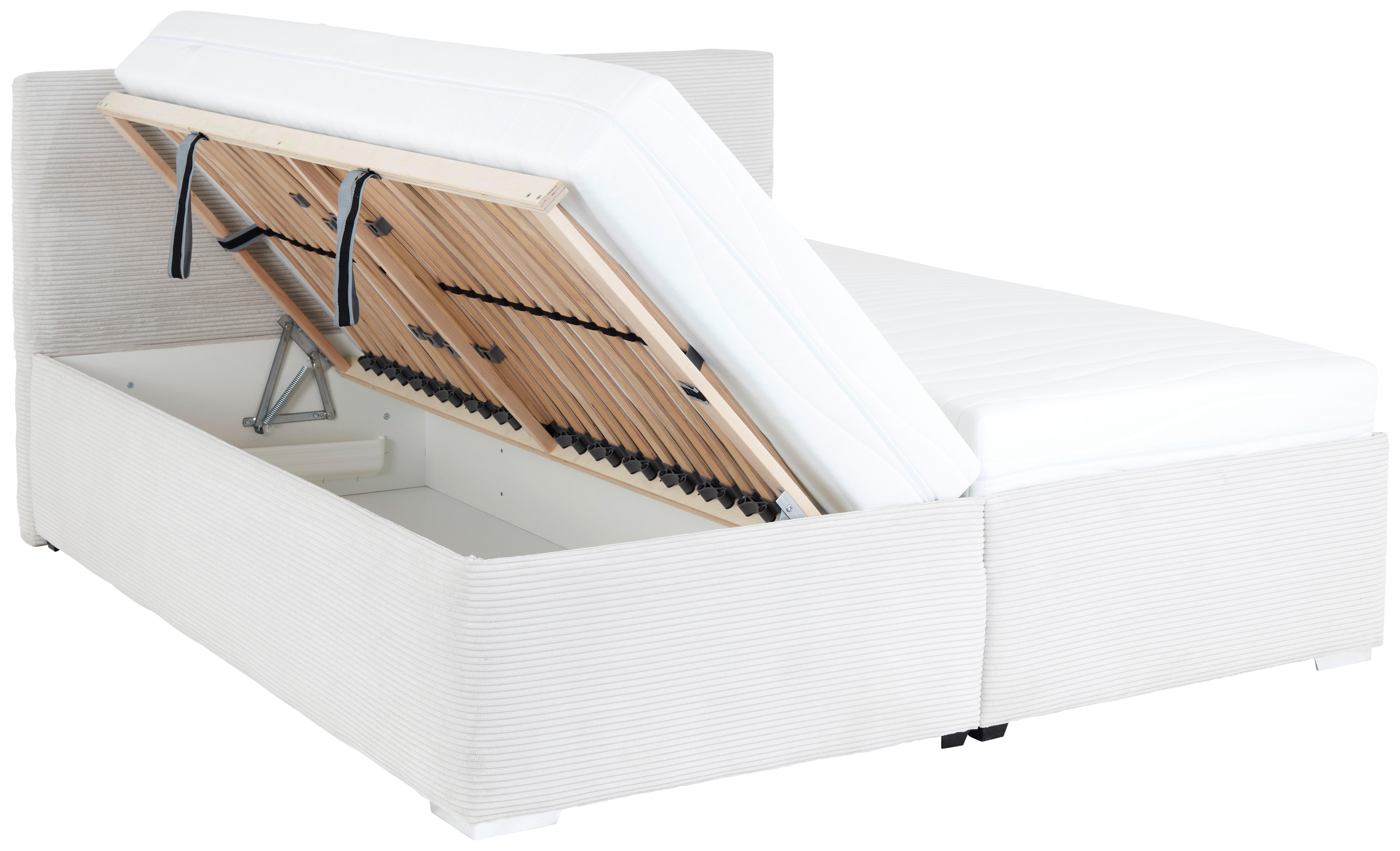 Polsterbett 180x200 cm Lesia Cord Creme - Chromfarben/Creme, MODERN, Holz/Holzwerkstoff (180/200cm)