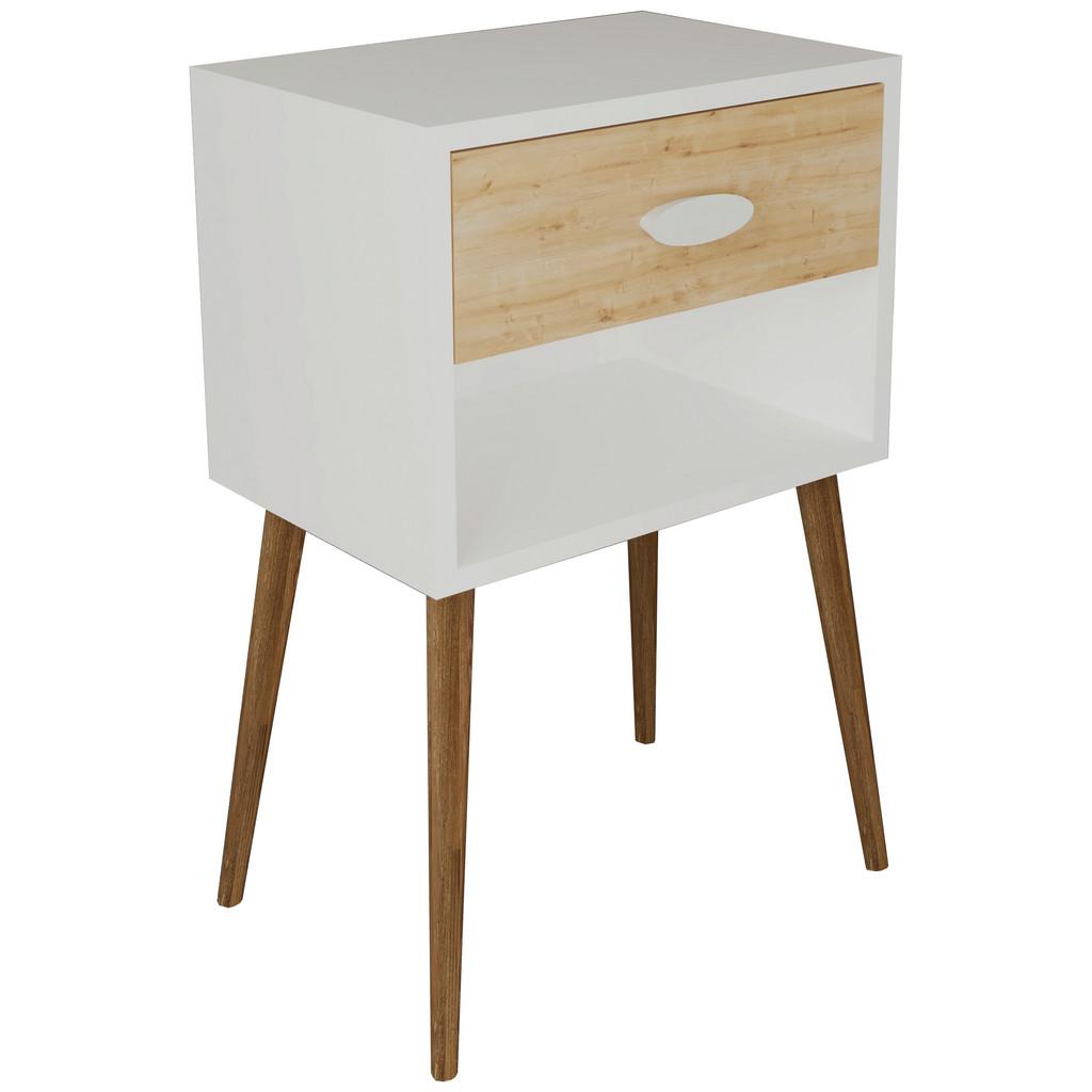 Nachkästchen Weiß/Honigeiche H: 70 cm Singol XL