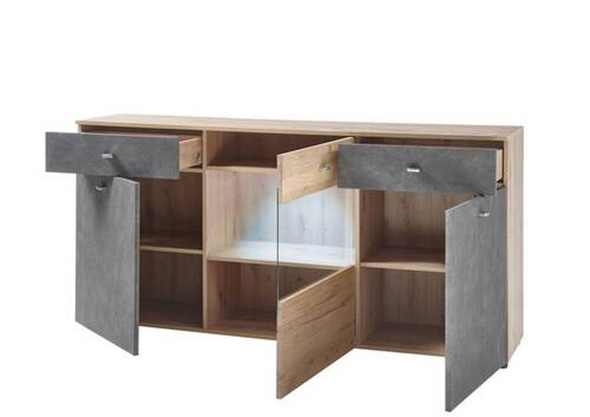 Komoda TREND - sivá/farba duba, Design, kompozitné drevo/plast (174/84/38cm) - MID.YOU