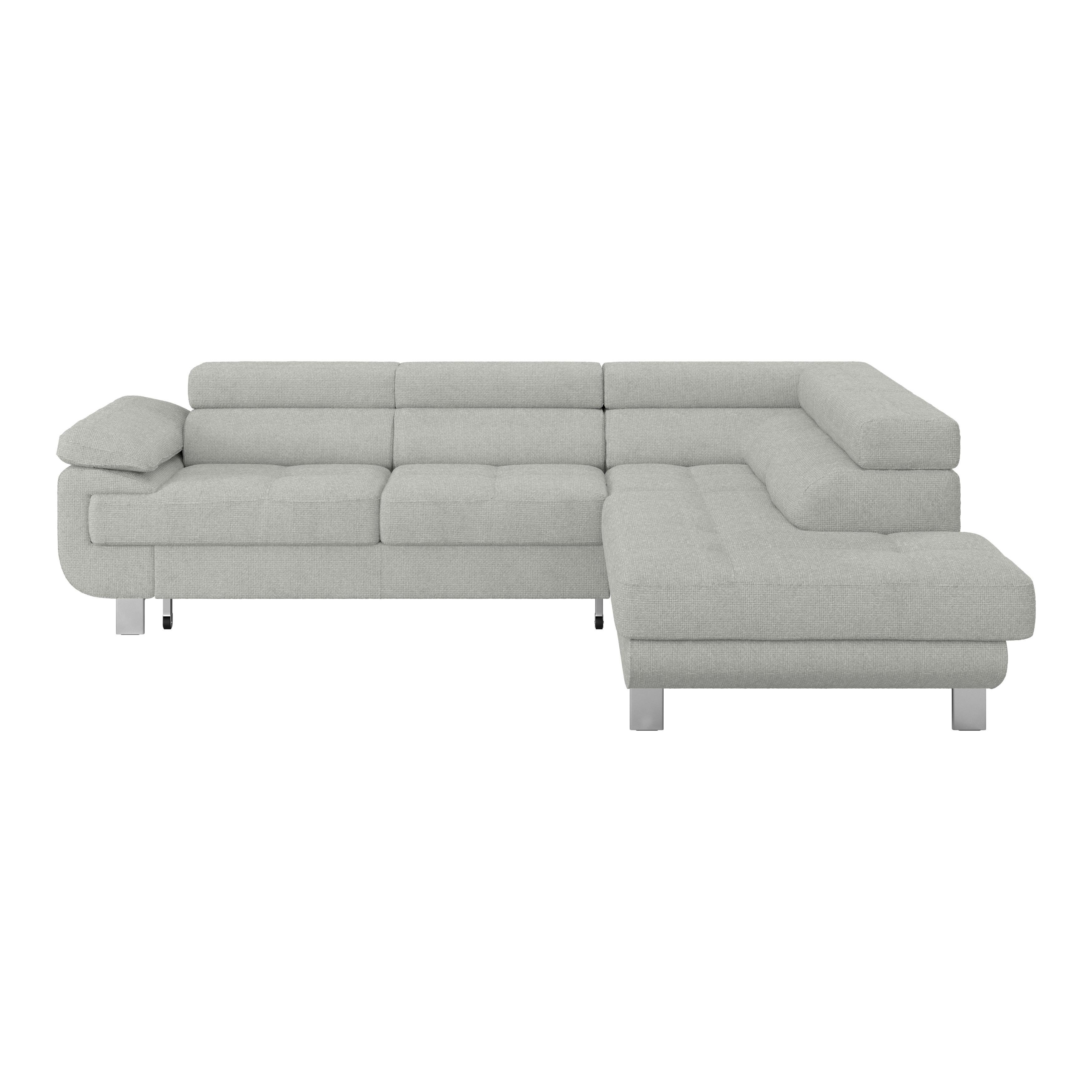 Ecksofa mit Schlaffunktion & Bettkasten Hellgrau 270x230cm - Hellgrau, MODERN, Textil (270/230cm) - Ondega