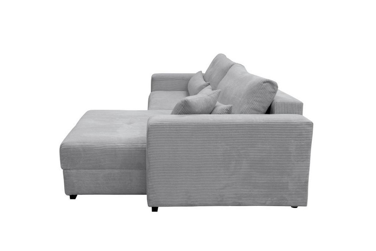 Rohová sedačka XELA, sedenie boxspring, sivý menč. - čierna/sivá, Modern, textil (265/170cm)