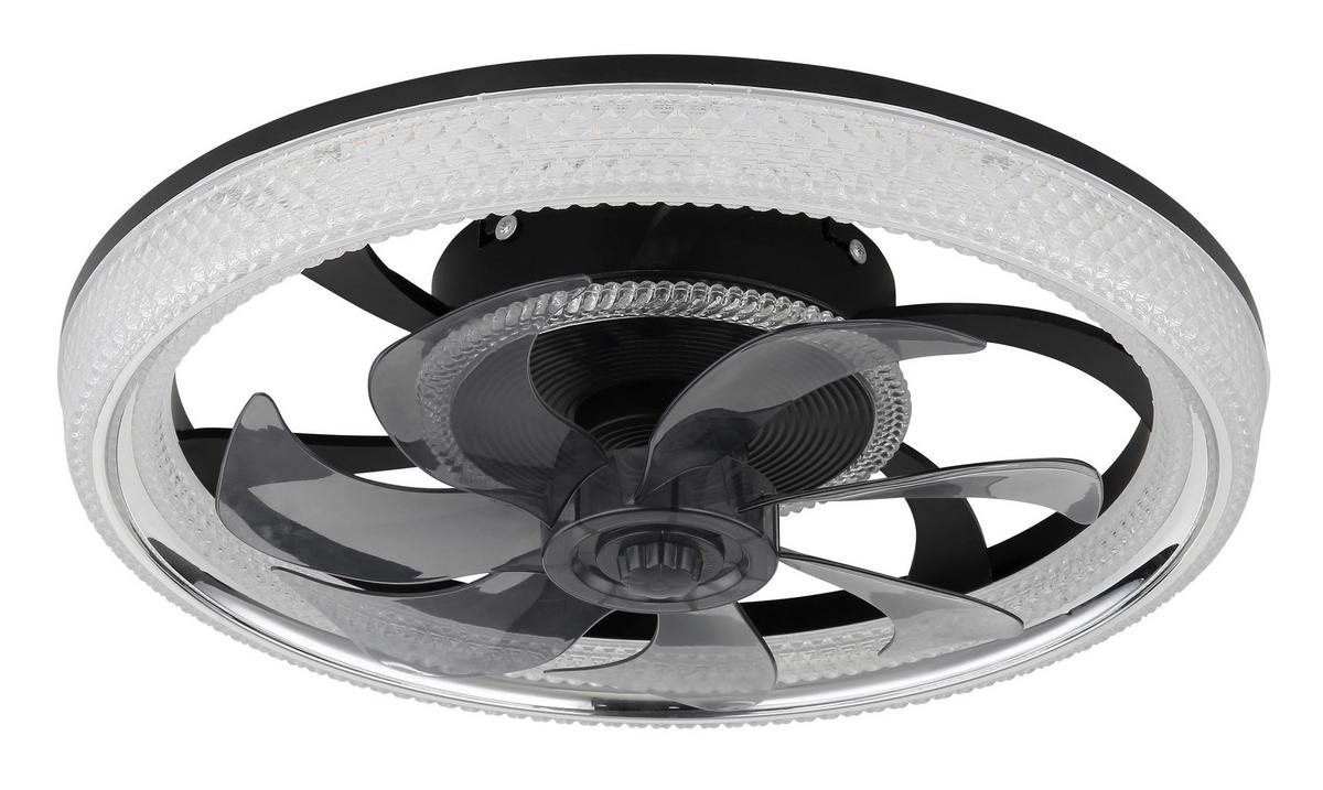 Mennyezeti Ventilátor 03644 Cirilla - krómszínű/fekete, Basics, műanyag (48/48/13cm) - Globo