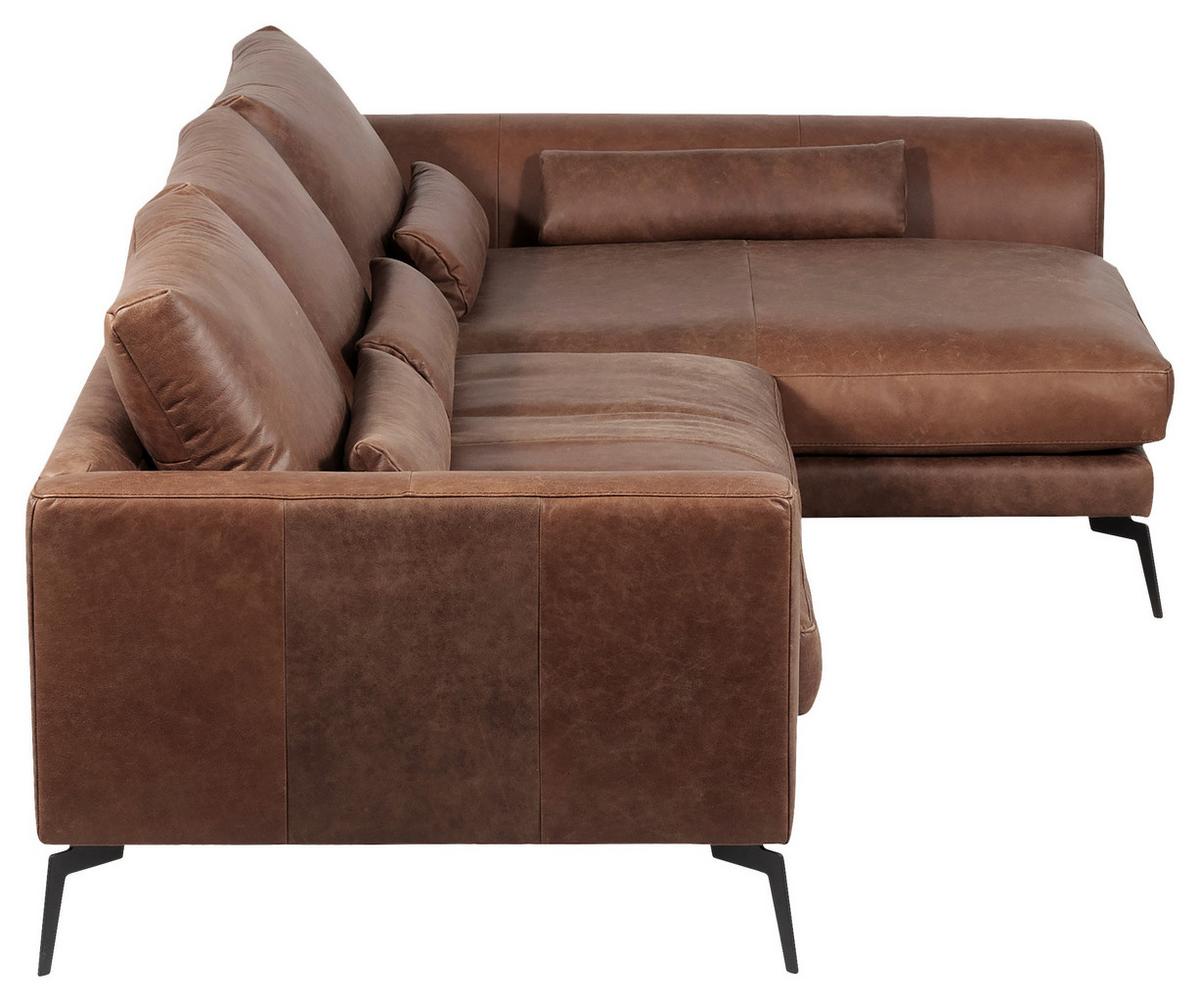Ecksofa Berlin Braun S: 313 Cm - Schwarz/Braun, Design, Leder (313/172cm) - Livetastic