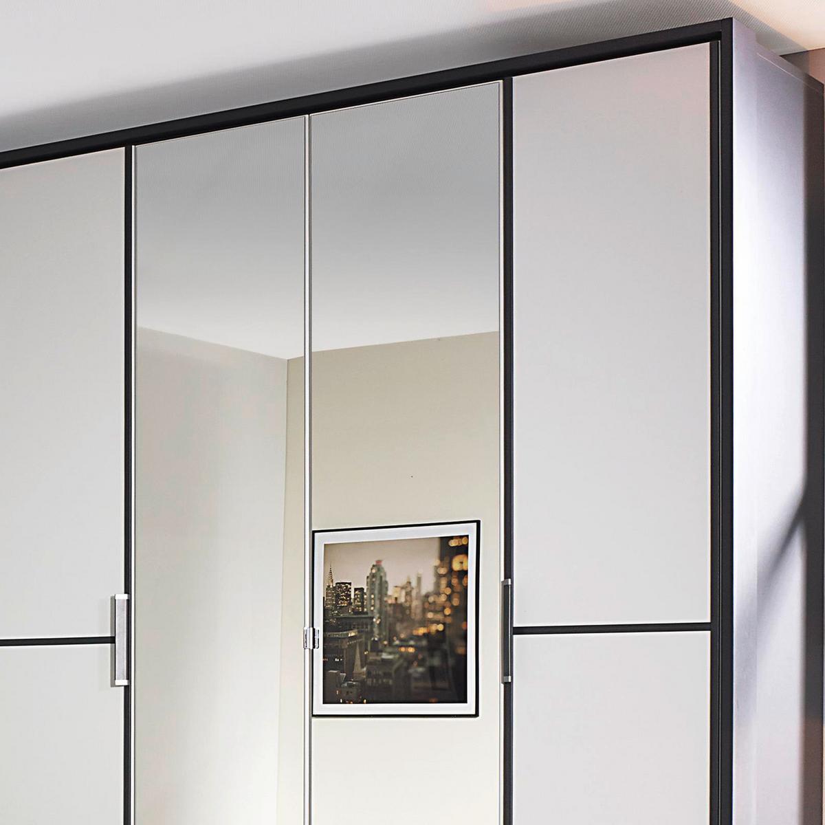 Eckschrank Mit Spiegel + Laden 224x314 cm Anthrazit/Weiß - Weiß/Grau, Design, Holzwerkstoff (224/314cm) - Rauch Möbel