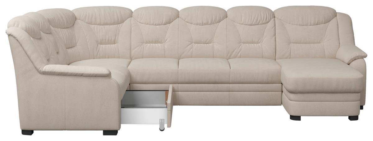 Wohnlandschaft Marcus Beige inkl. Bettkasten - Beige/Schwarz, Basics, Textil (211/330/162cm) - MID.YOU
