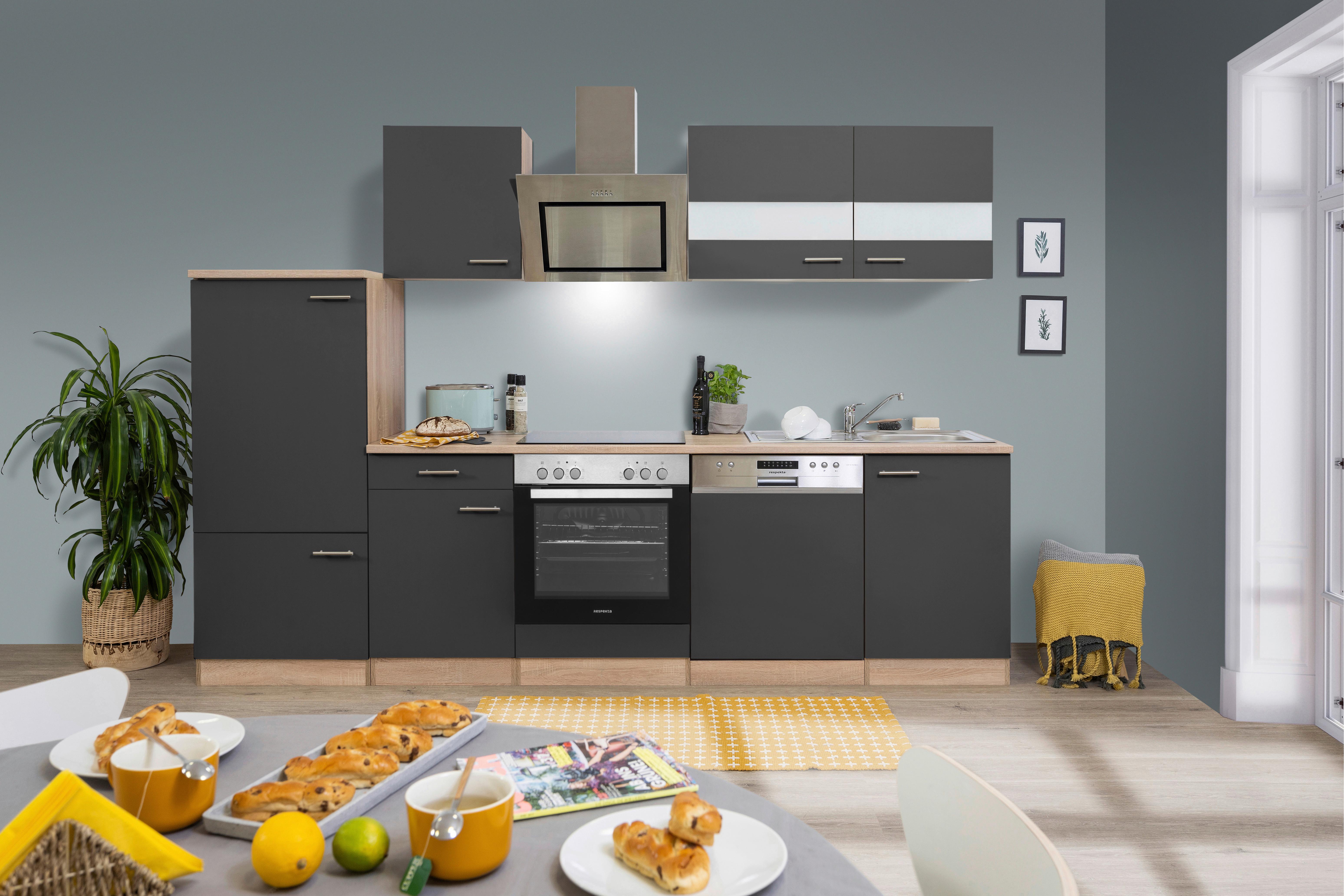 Küchenblock Merle Küchenblock 280 cm - Eichefarben/Grau, Basics, Holzwerkstoff (280cm) - Respekta