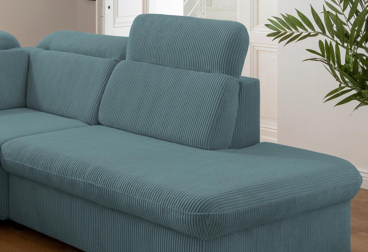Ecksofa Vasto Petrol S: 283x228 cm - Chromfarben/Petrol, Design, Textil (283/228cm) - Livetastic